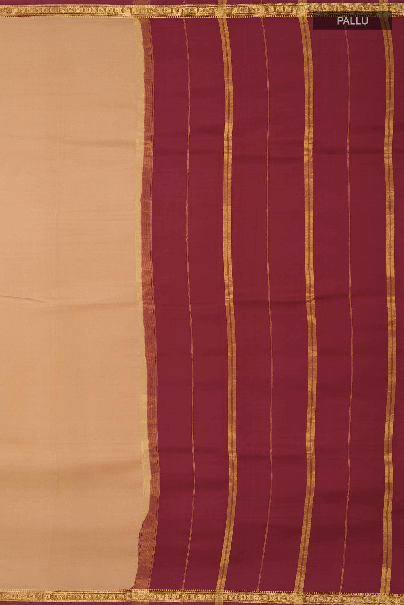 Pure Silk Pure Zari Beige Mysore Crepe Saree