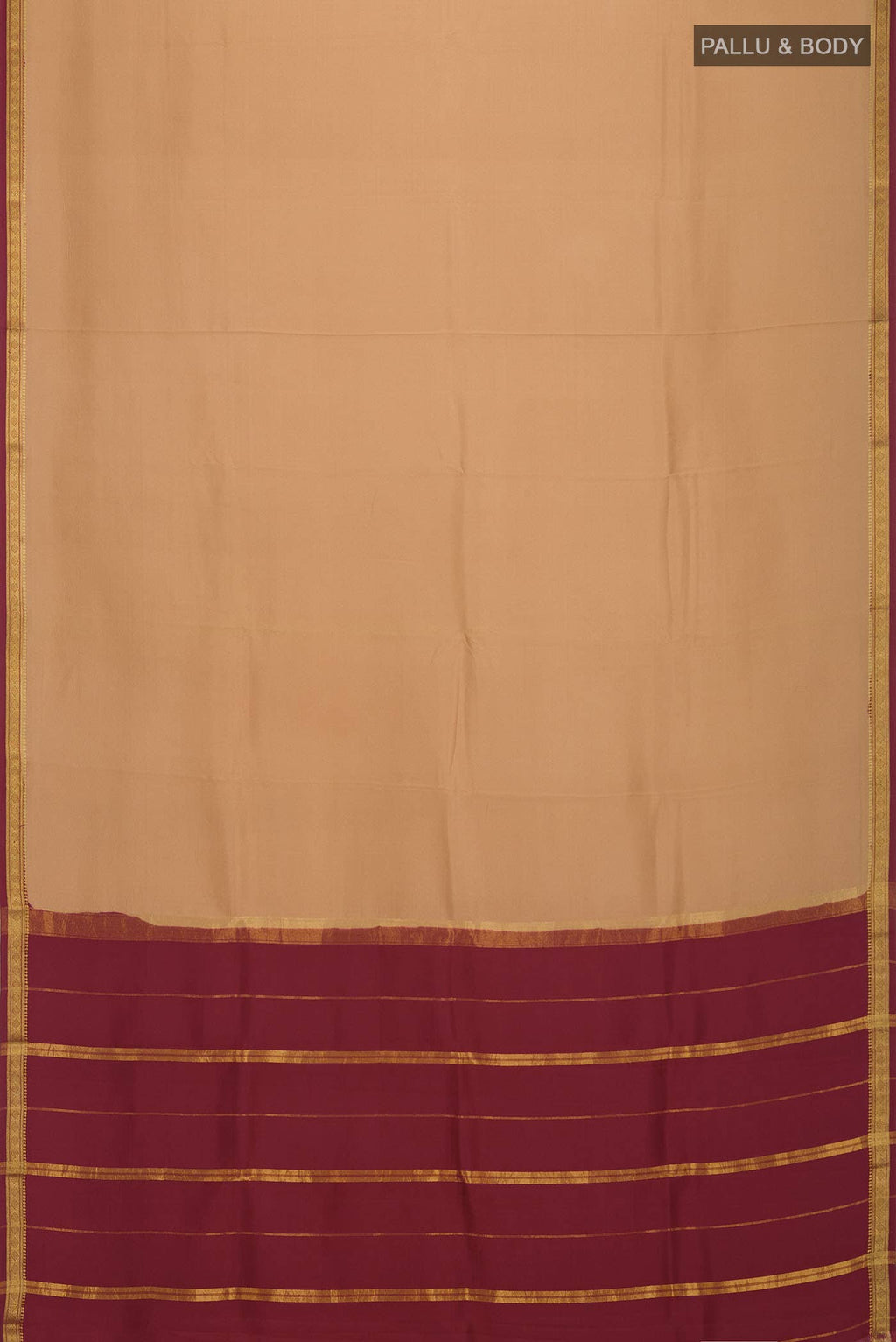 Pure Silk Pure Zari Beige Mysore Crepe Saree