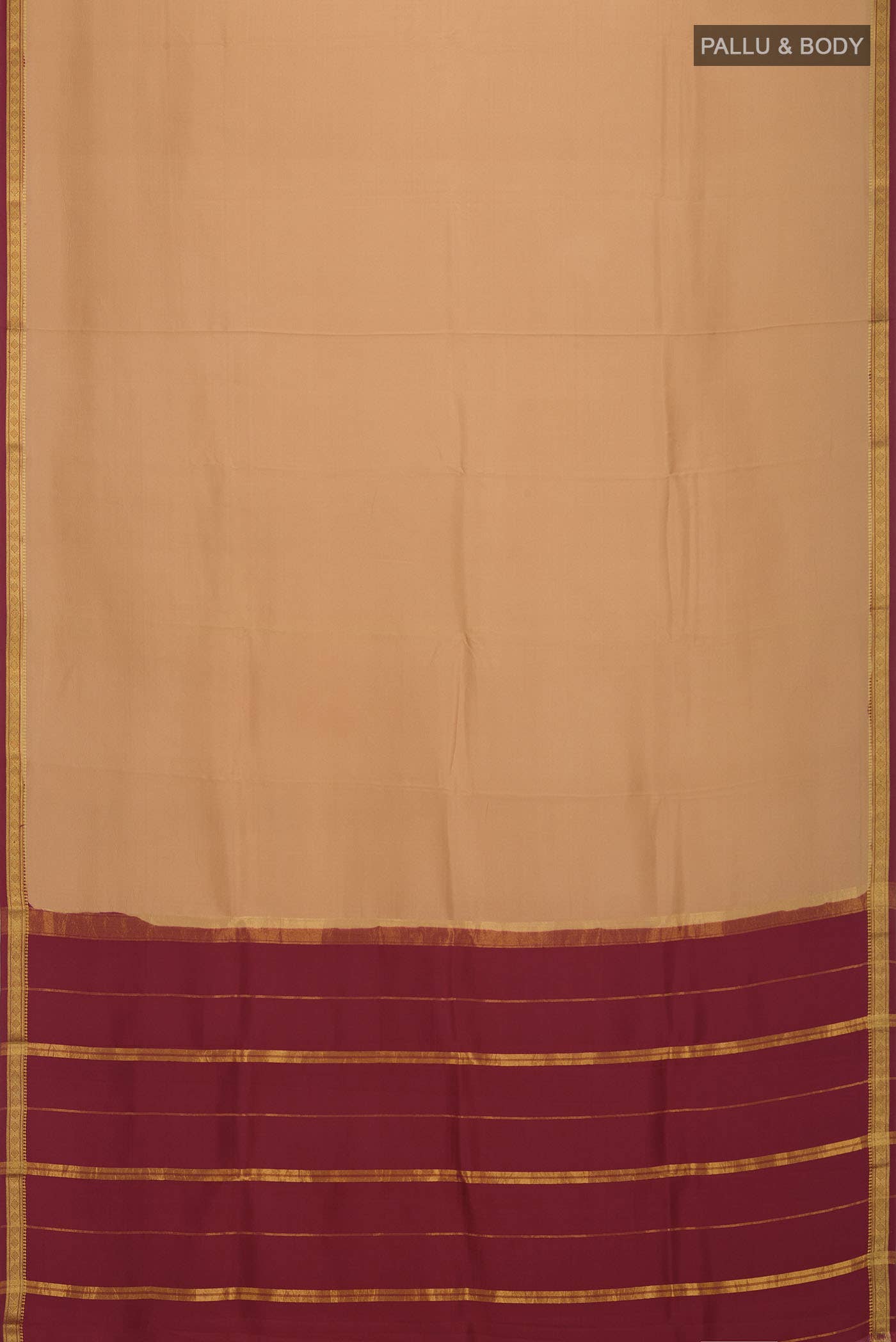 Pure Silk Pure Zari Beige Mysore Crepe Saree