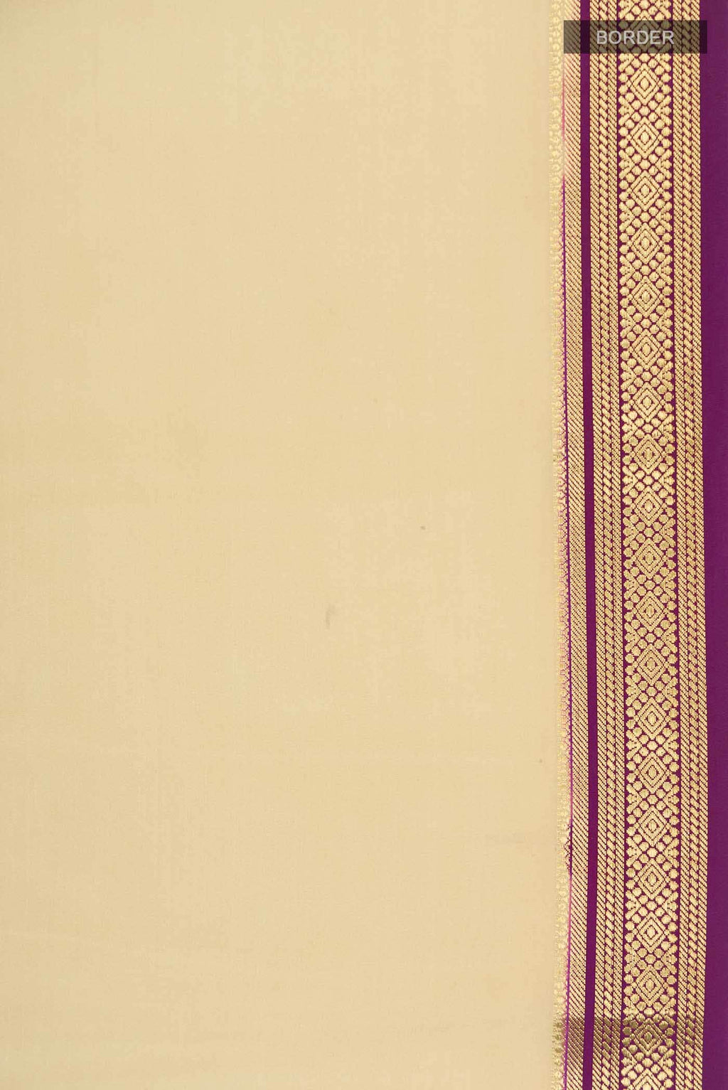 Pure Silk Pure Zari Cream Mysore Crepe Saree