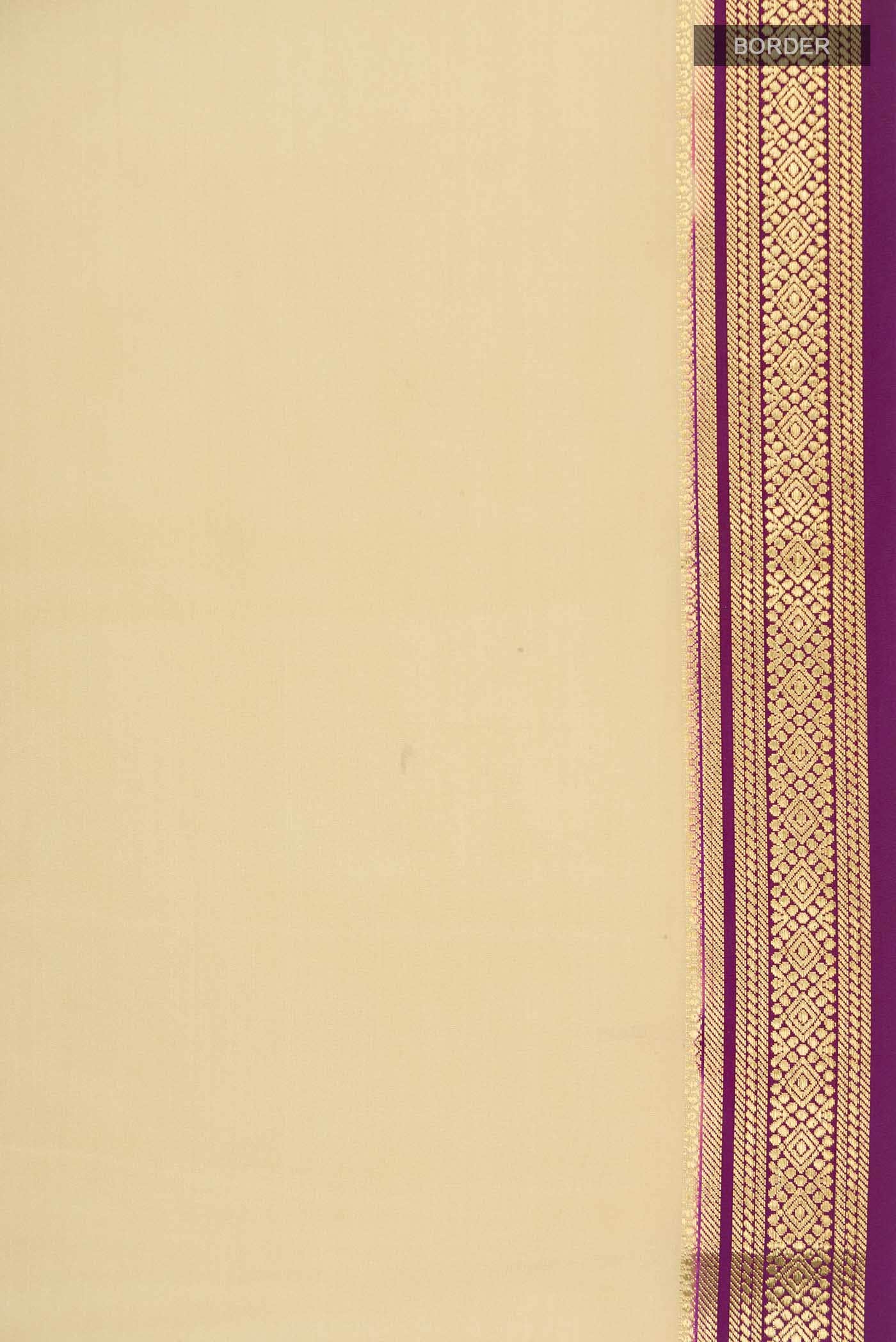 Pure Silk Pure Zari Cream Mysore Crepe Saree