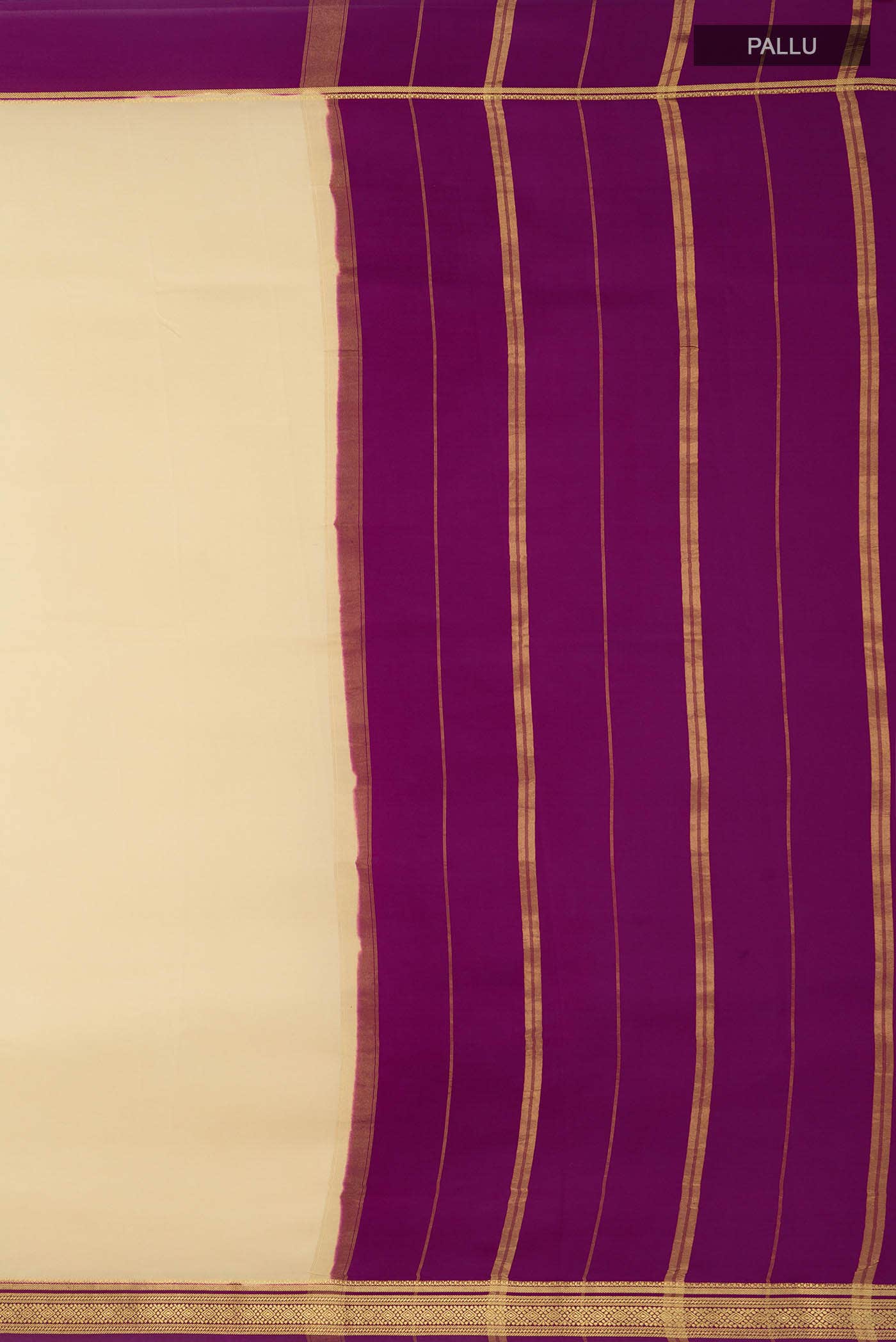 Pure Silk Pure Zari Cream Mysore Crepe Saree