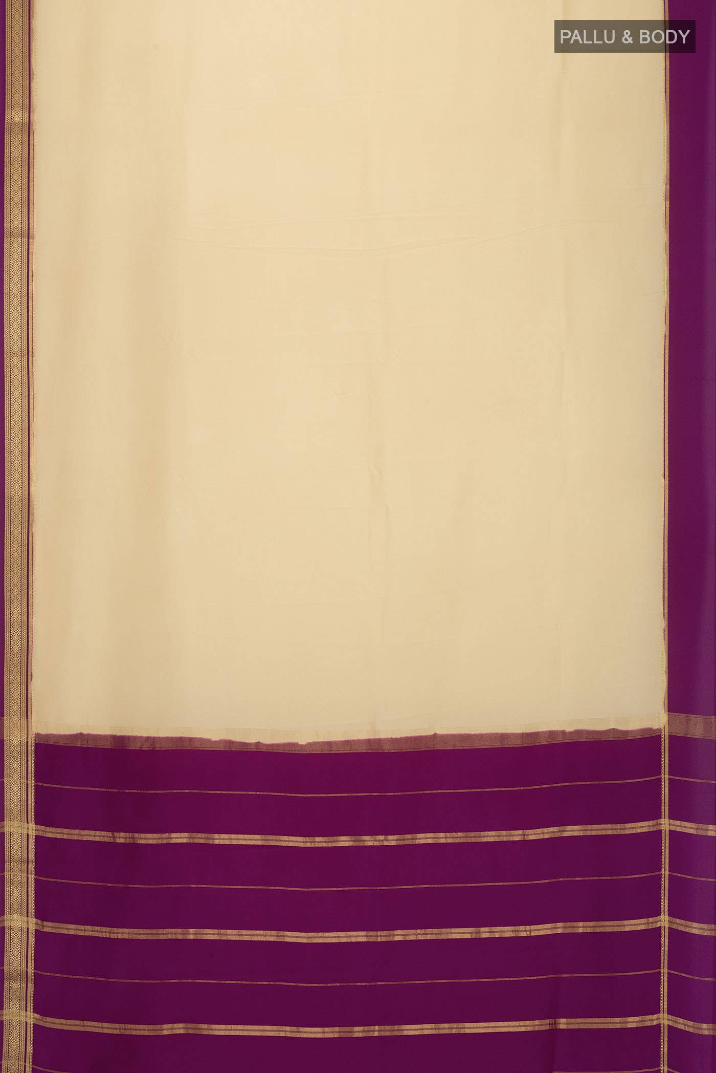 Pure Silk Pure Zari Cream Mysore Crepe Saree