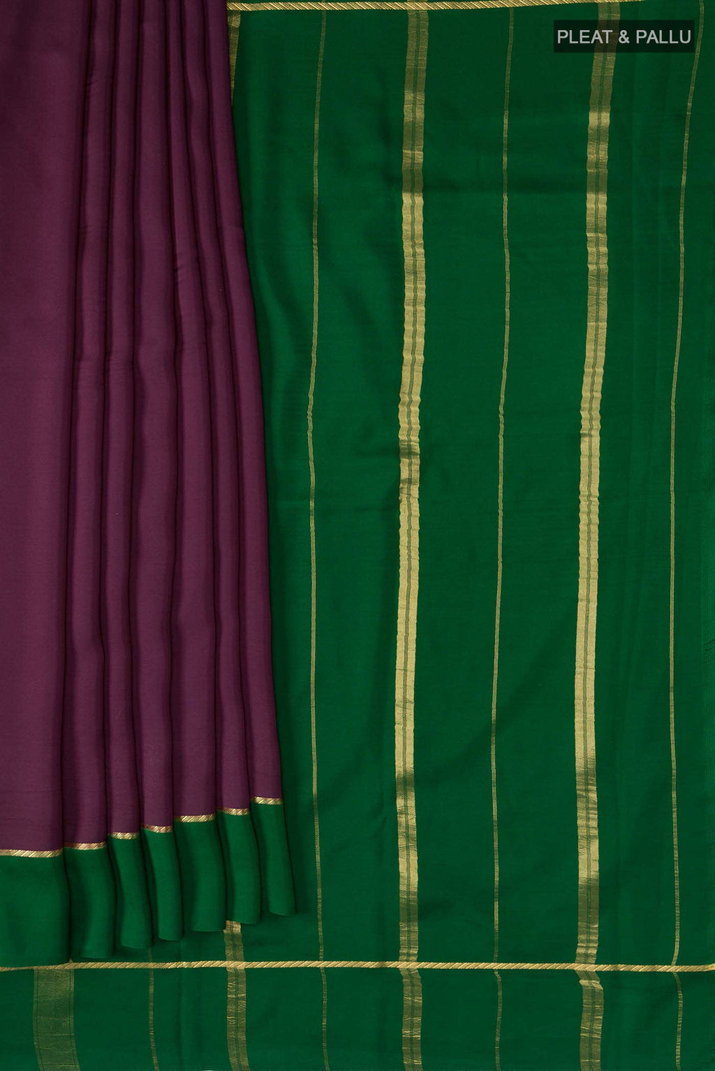 Pure Silk Pure Zari Purple Mysore Crepe Saree