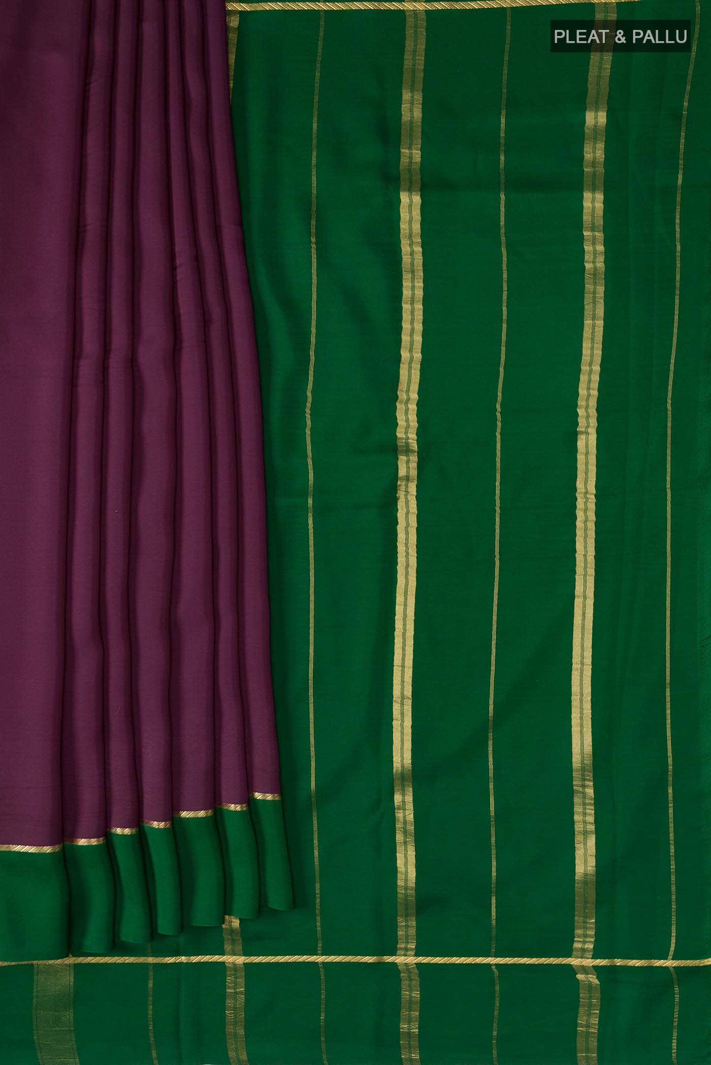 Pure Silk Pure Zari Purple Mysore Crepe Saree