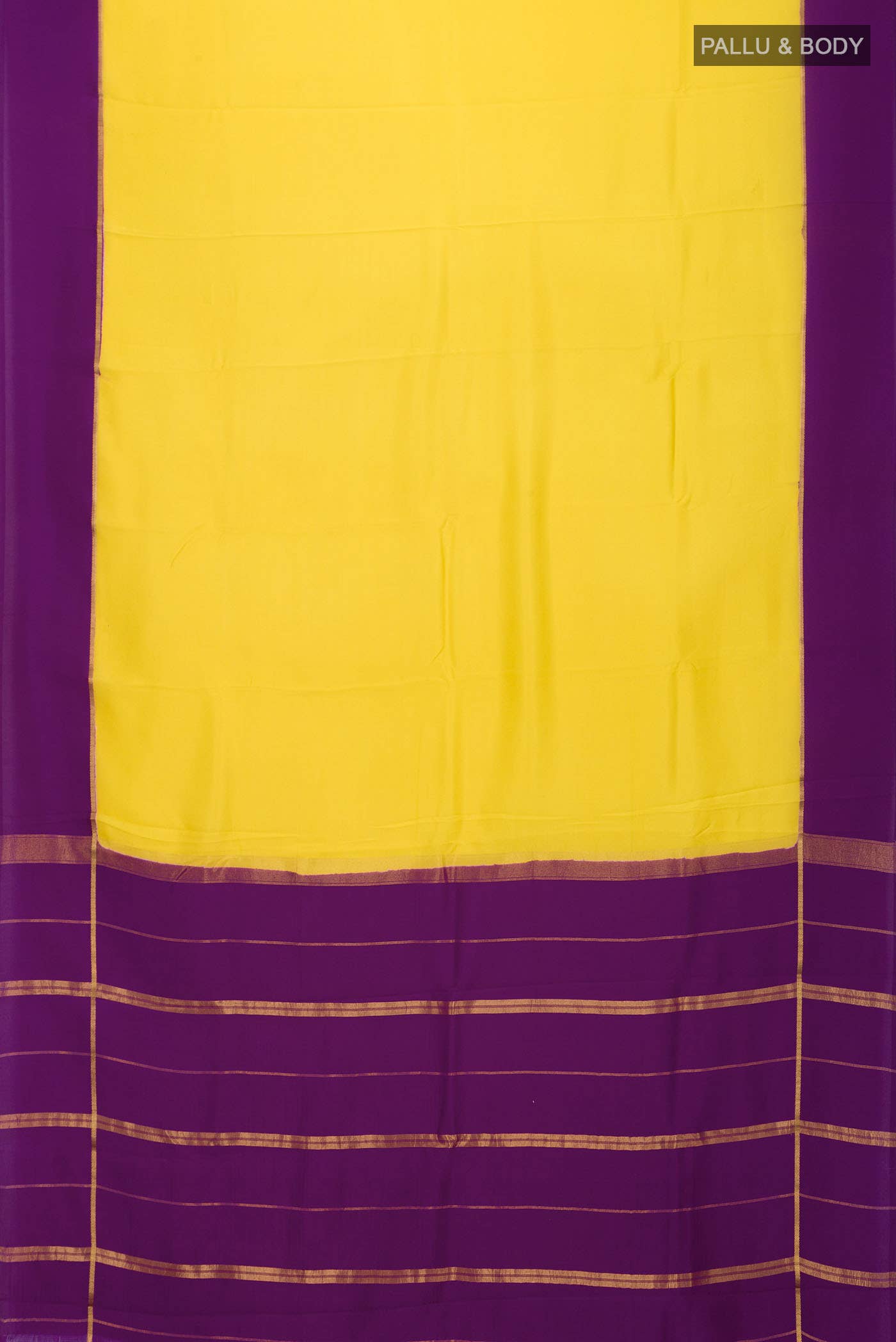 Pure Silk Pure Zari Yellow Mysore Crepe Saree