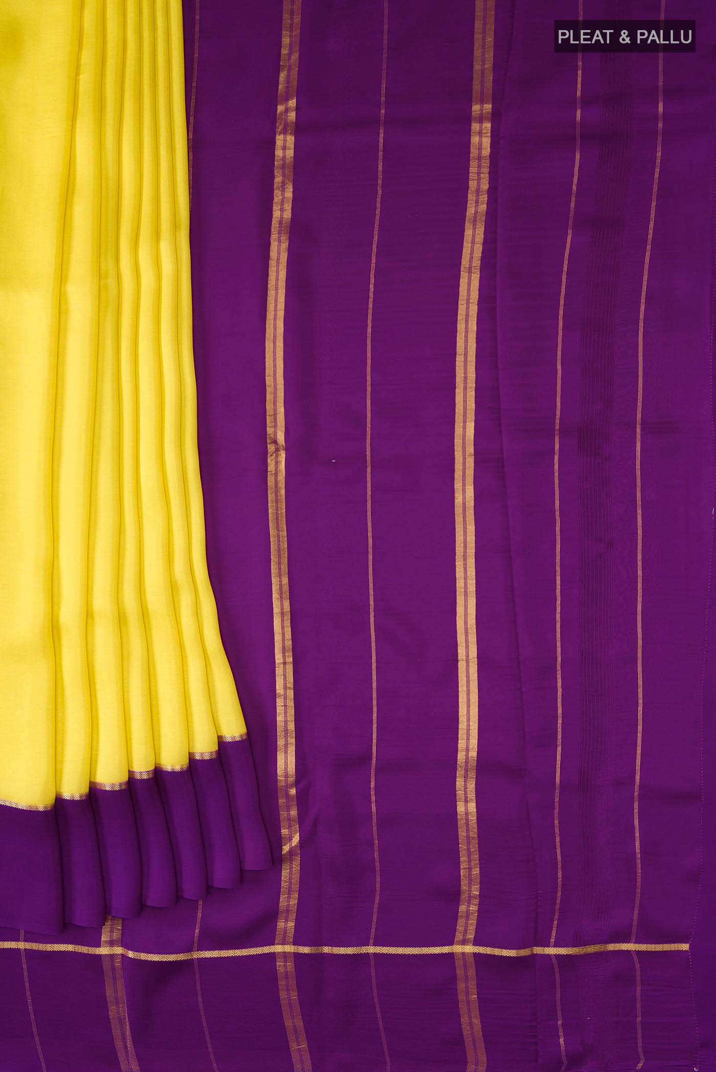 Pure Silk Pure Zari Yellow Mysore Crepe Saree