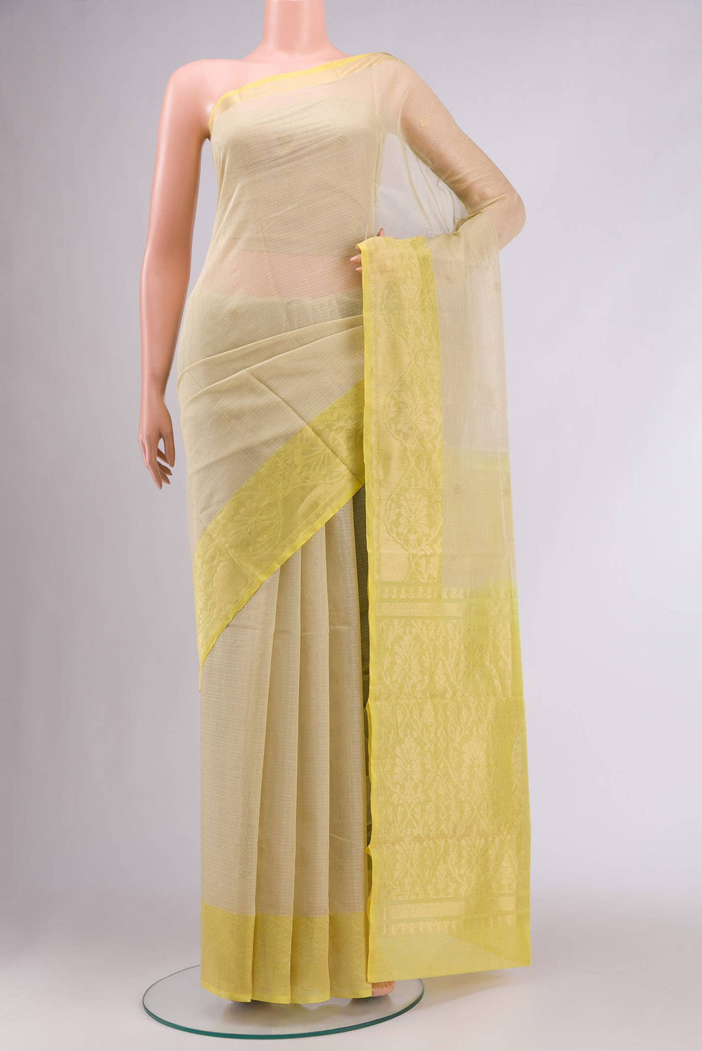 Beige Silk Cotton Saree