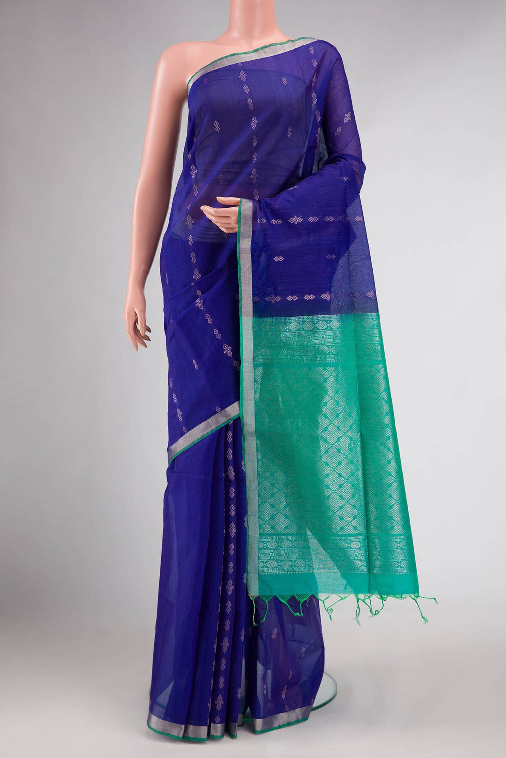 Royal Blue Dual Tone Silk Cotton Saree
