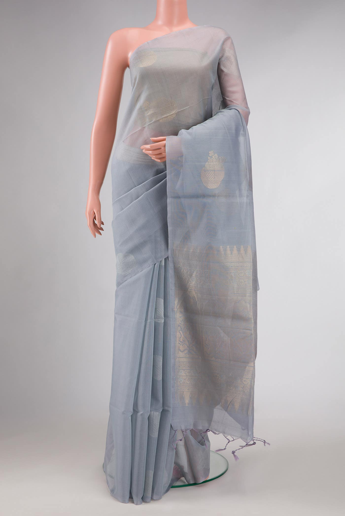 Grey Dual Tone Silk Cotton Saree