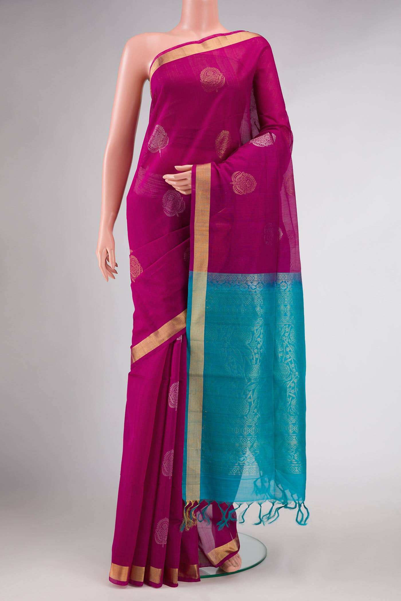 Magenta Dual Tone Silk Cotton Saree