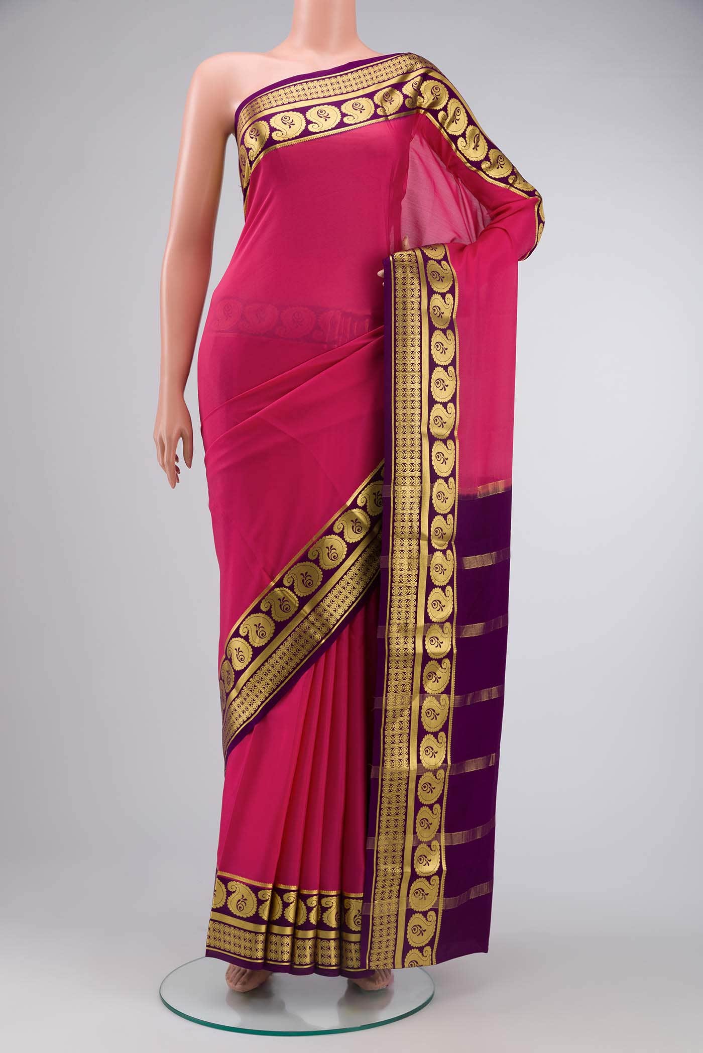 Pink Mysore Crepe Saree