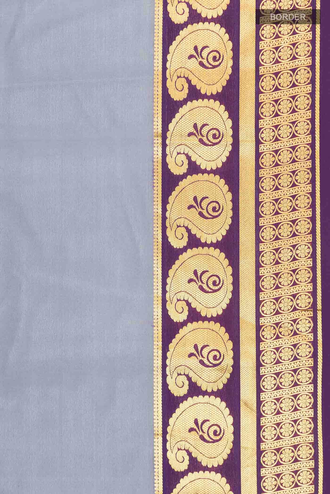 Grey Mysore Crepe Saree