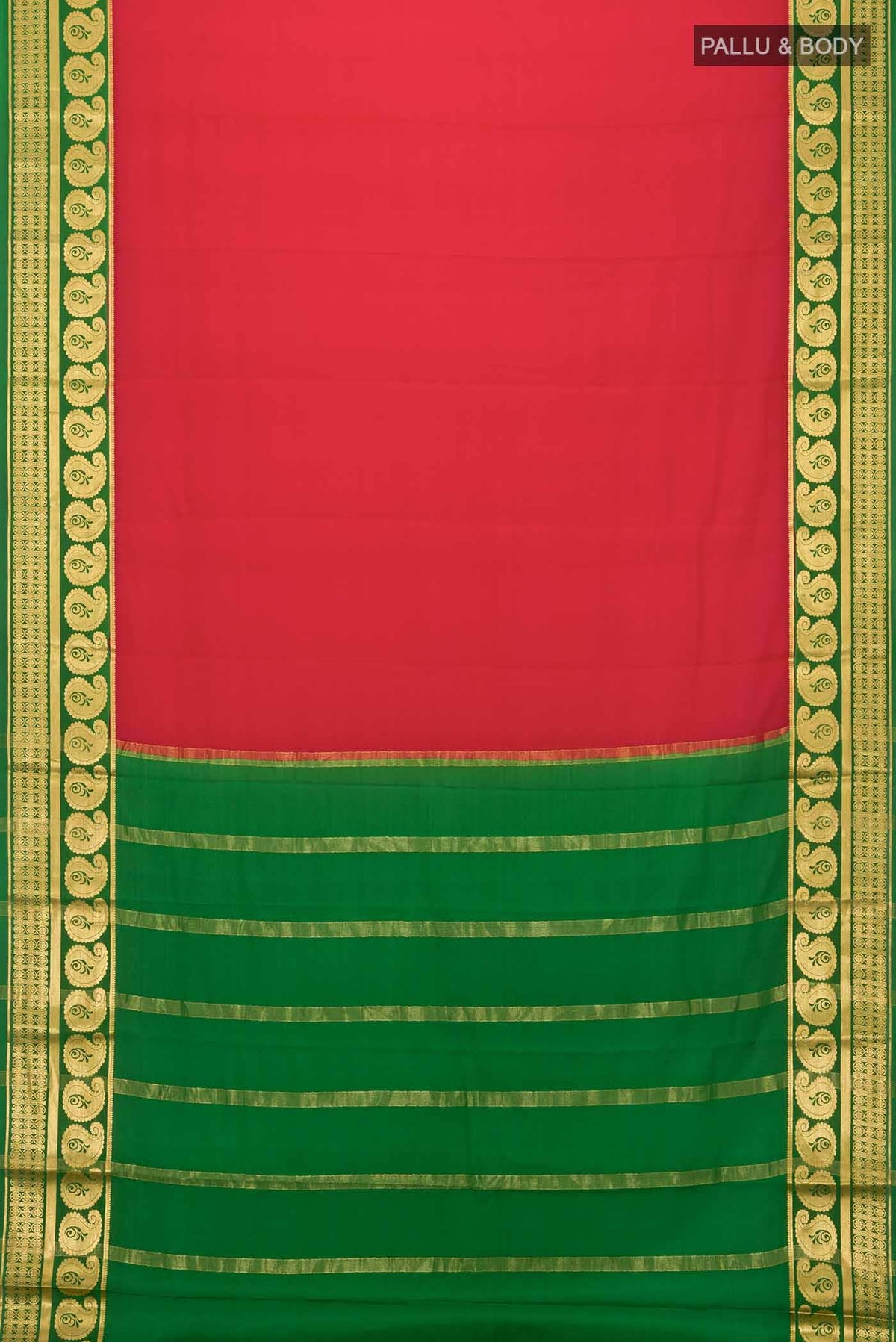 Red Mysore Crepe Saree