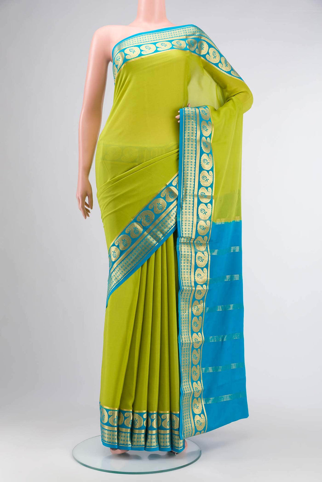 Green Mysore Crepe Saree