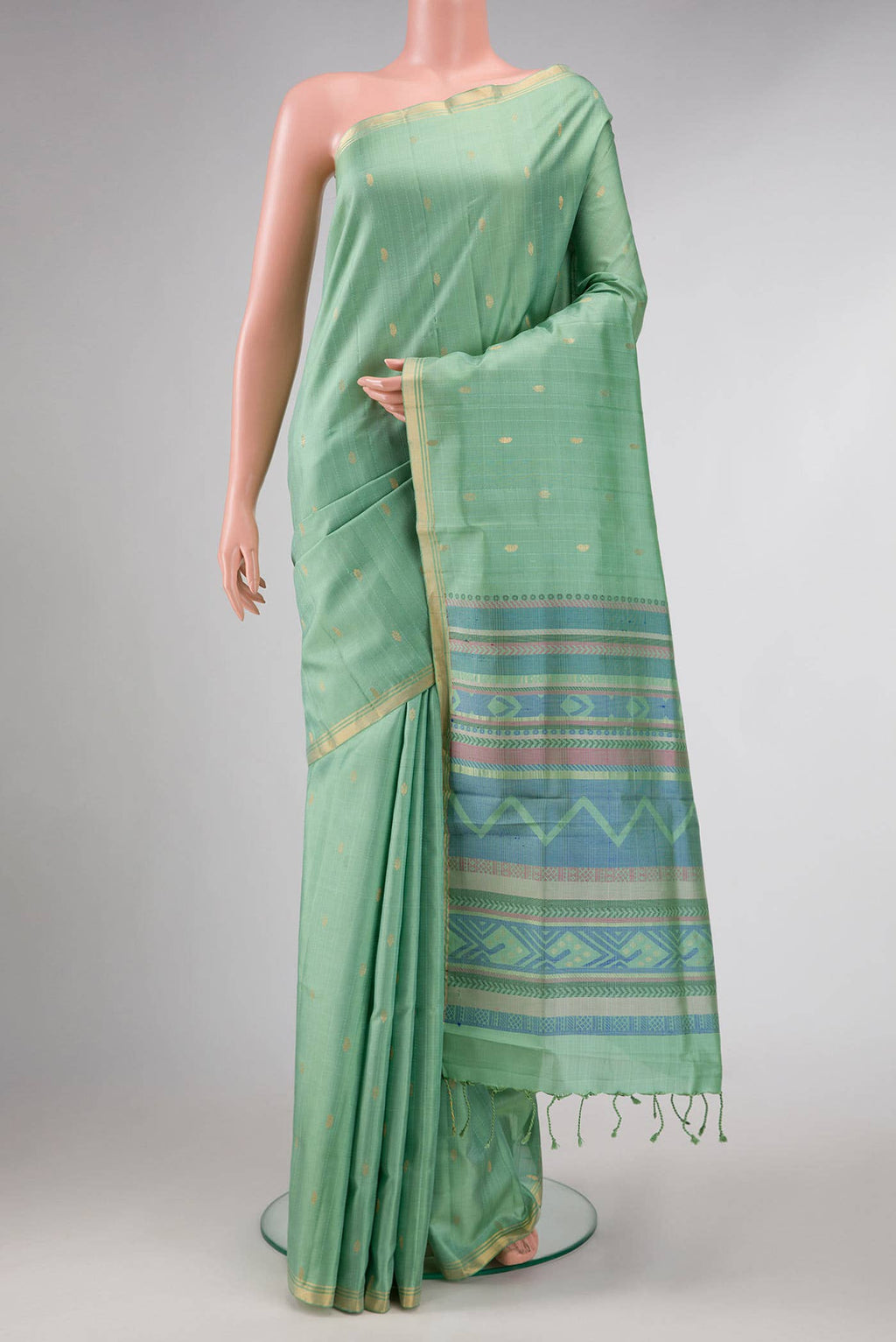 Green Dual Tone Soft Silk Saree