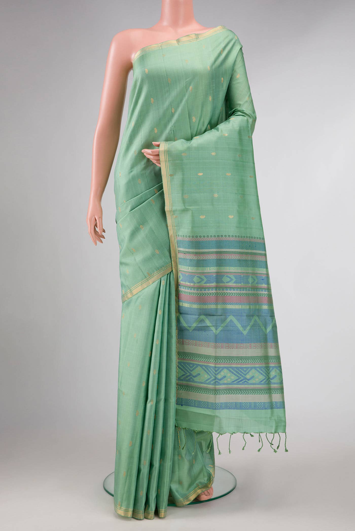 Green Dual Tone Soft Silk Saree
