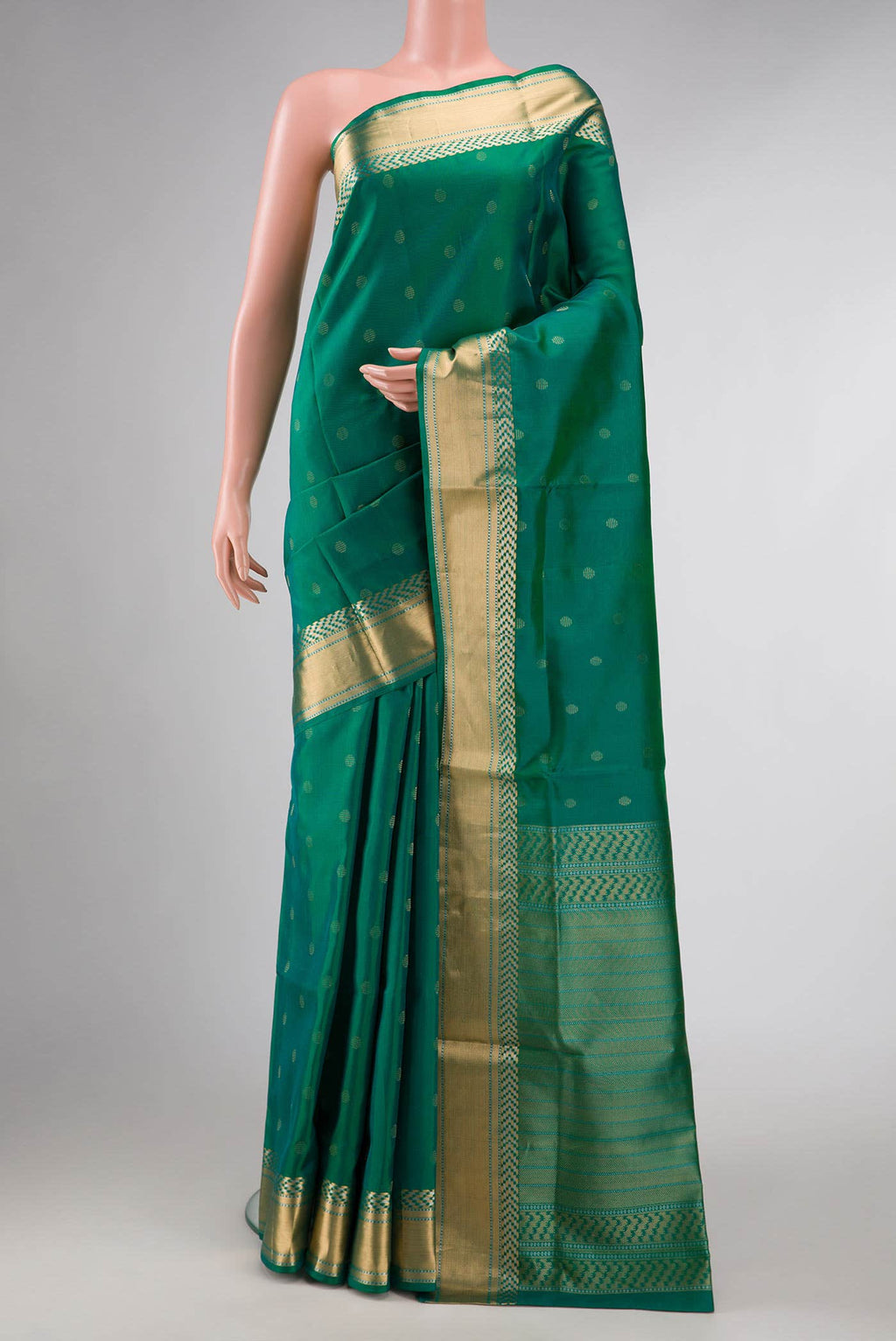 Green Dual Tone Soft Silk Saree
