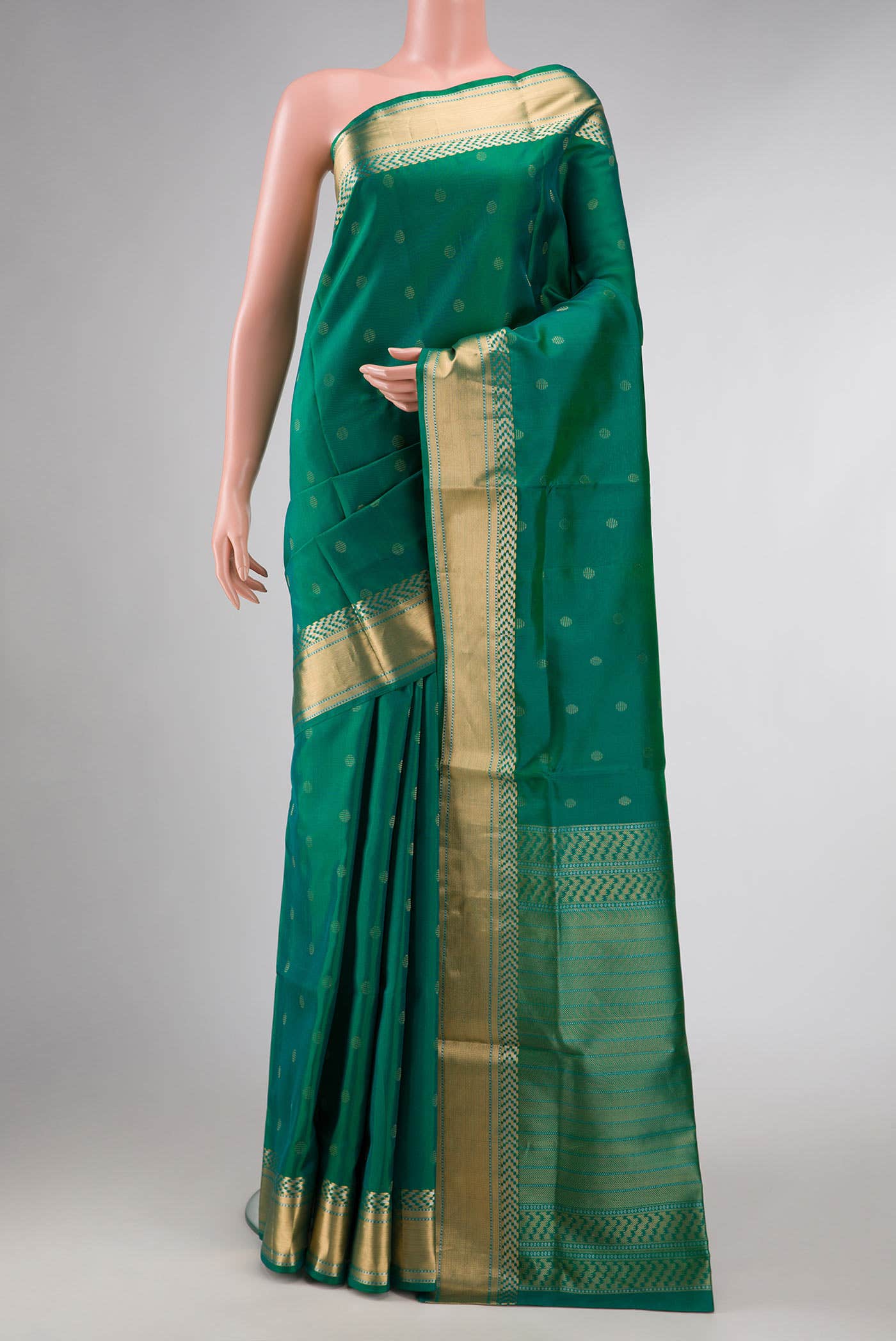 Green Dual Tone Soft Silk Saree