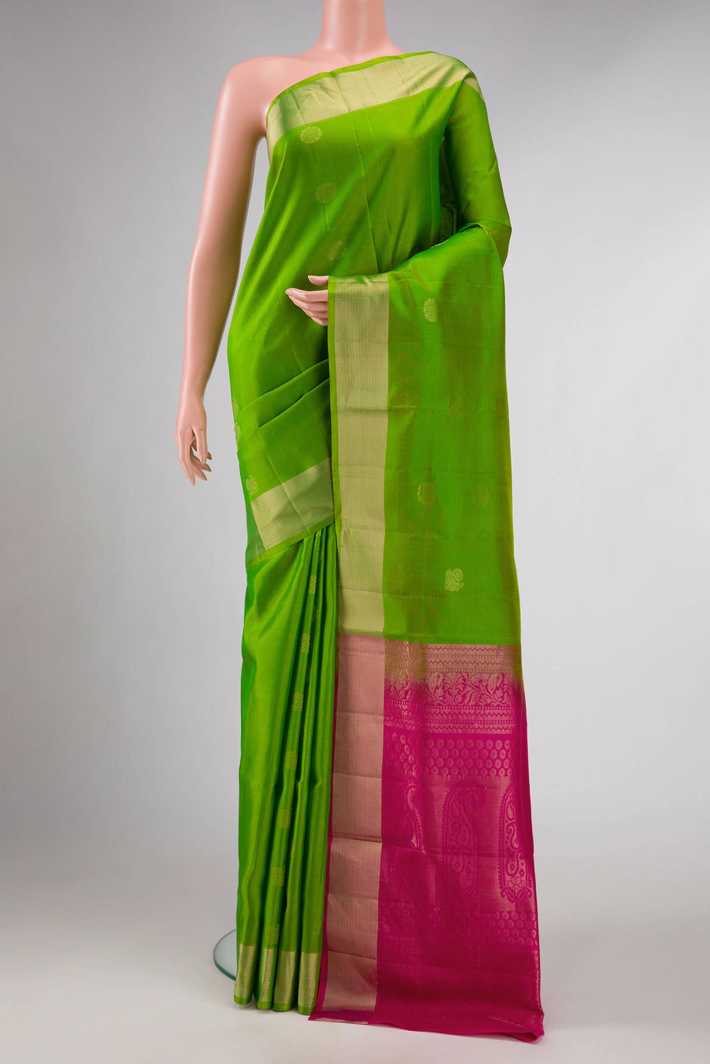 Green Dual Tone Soft Silk Saree