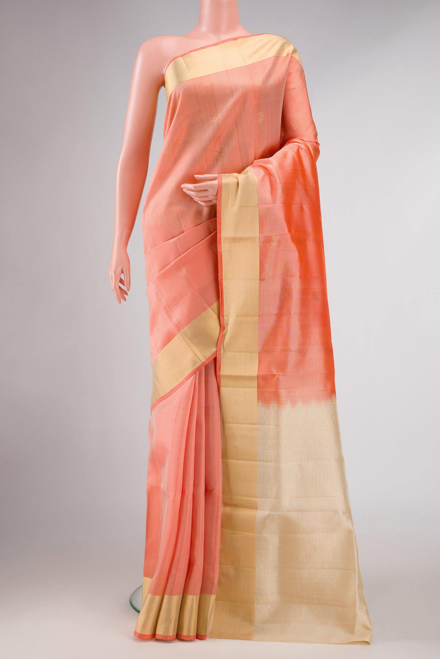 Peach Dual Tone Soft Silk Saree