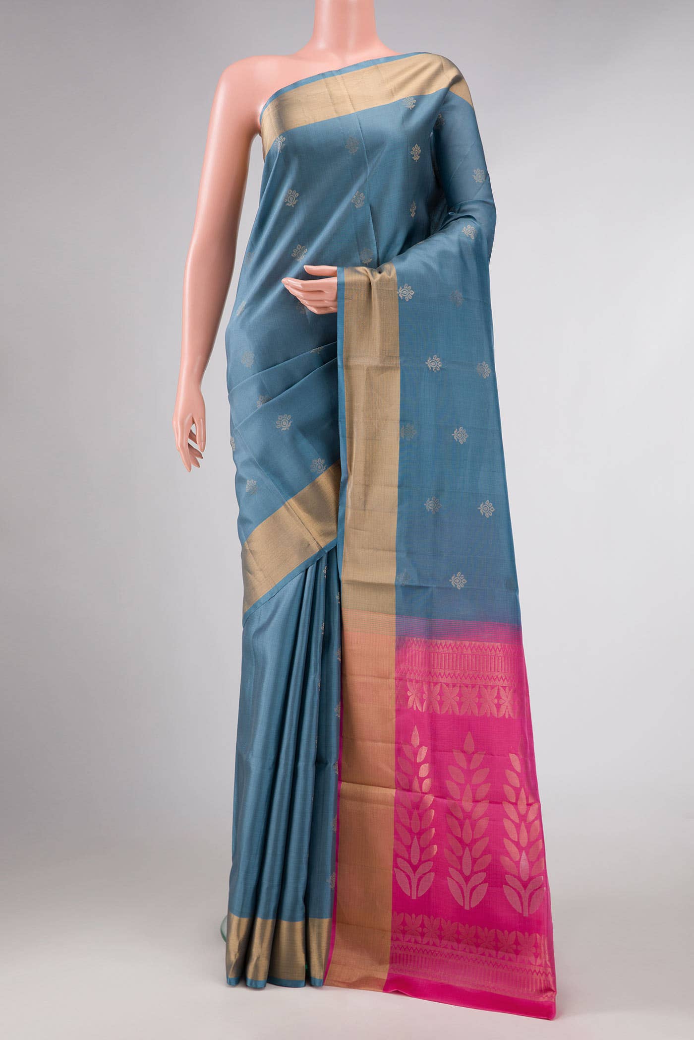 Grey Dual Tone Soft Silk Saree