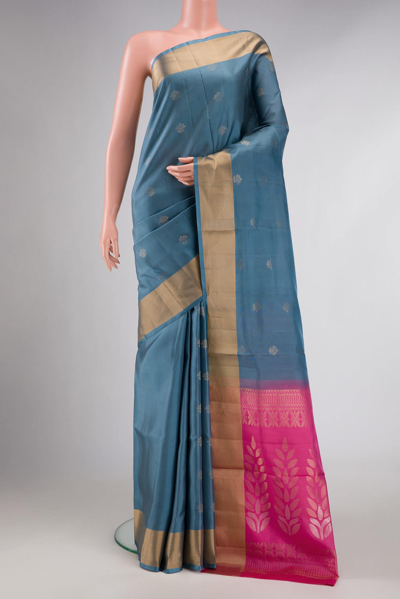 Grey Dual Tone Soft Silk Saree