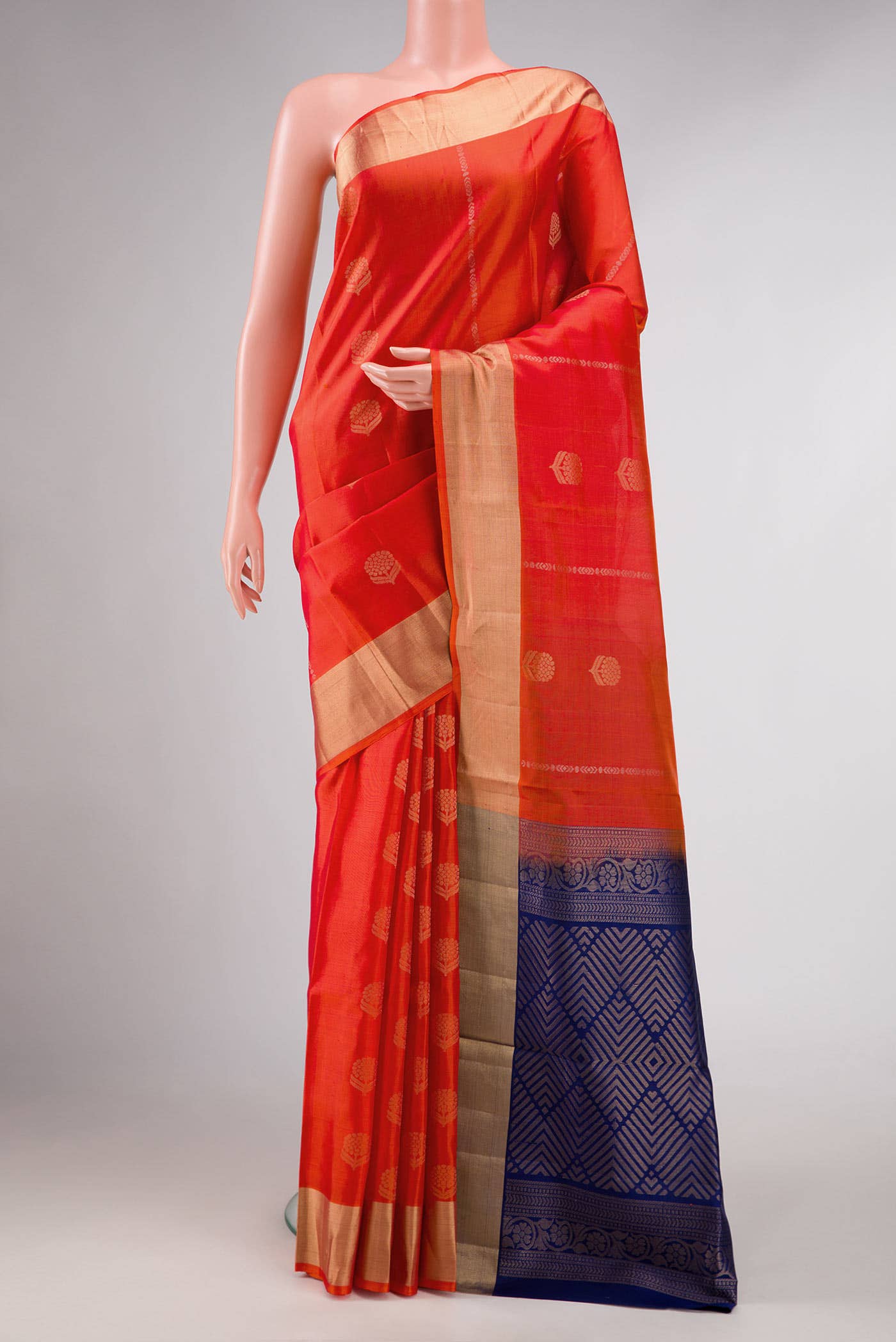 Orange Dual Tone Soft Silk Saree