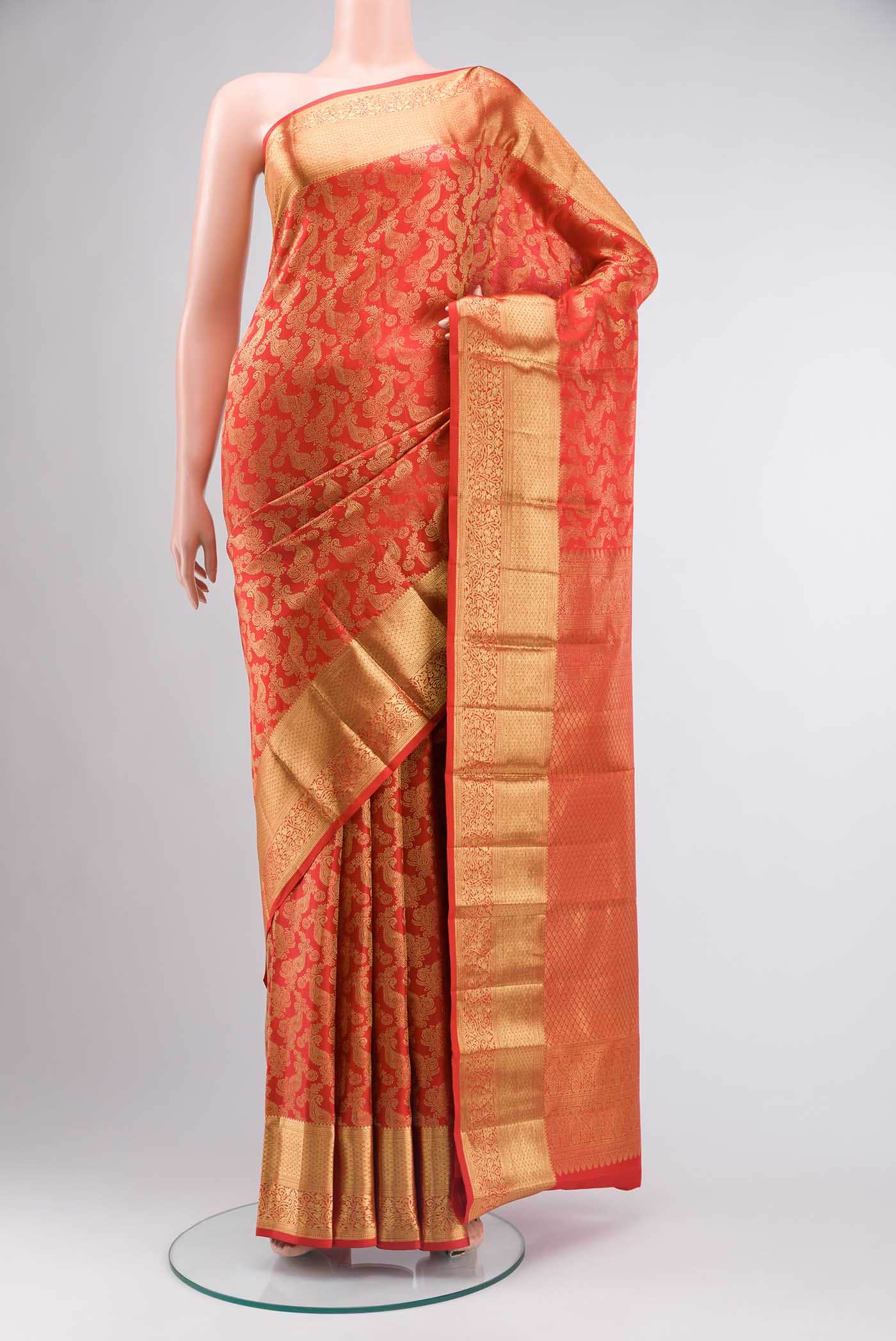 Orange Kanchipuram Silk Saree
