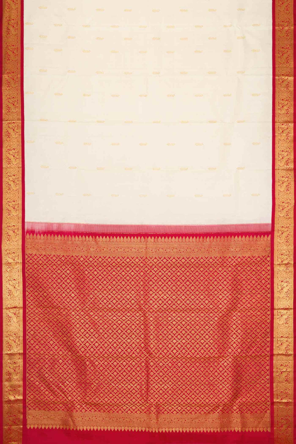 Off White Dual Tone Kanchipuram Silk Saree