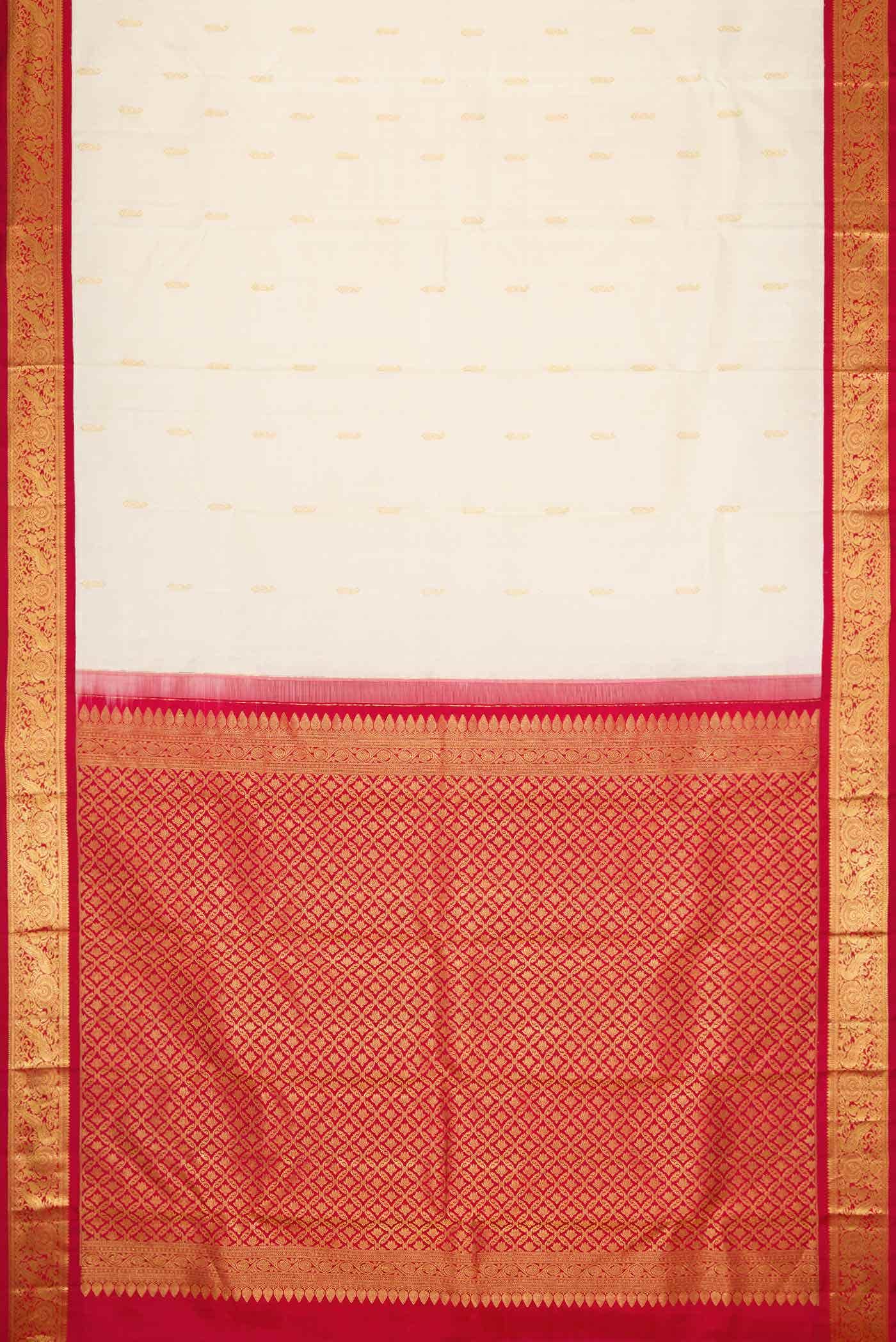 Off White Dual Tone Kanchipuram Silk Saree