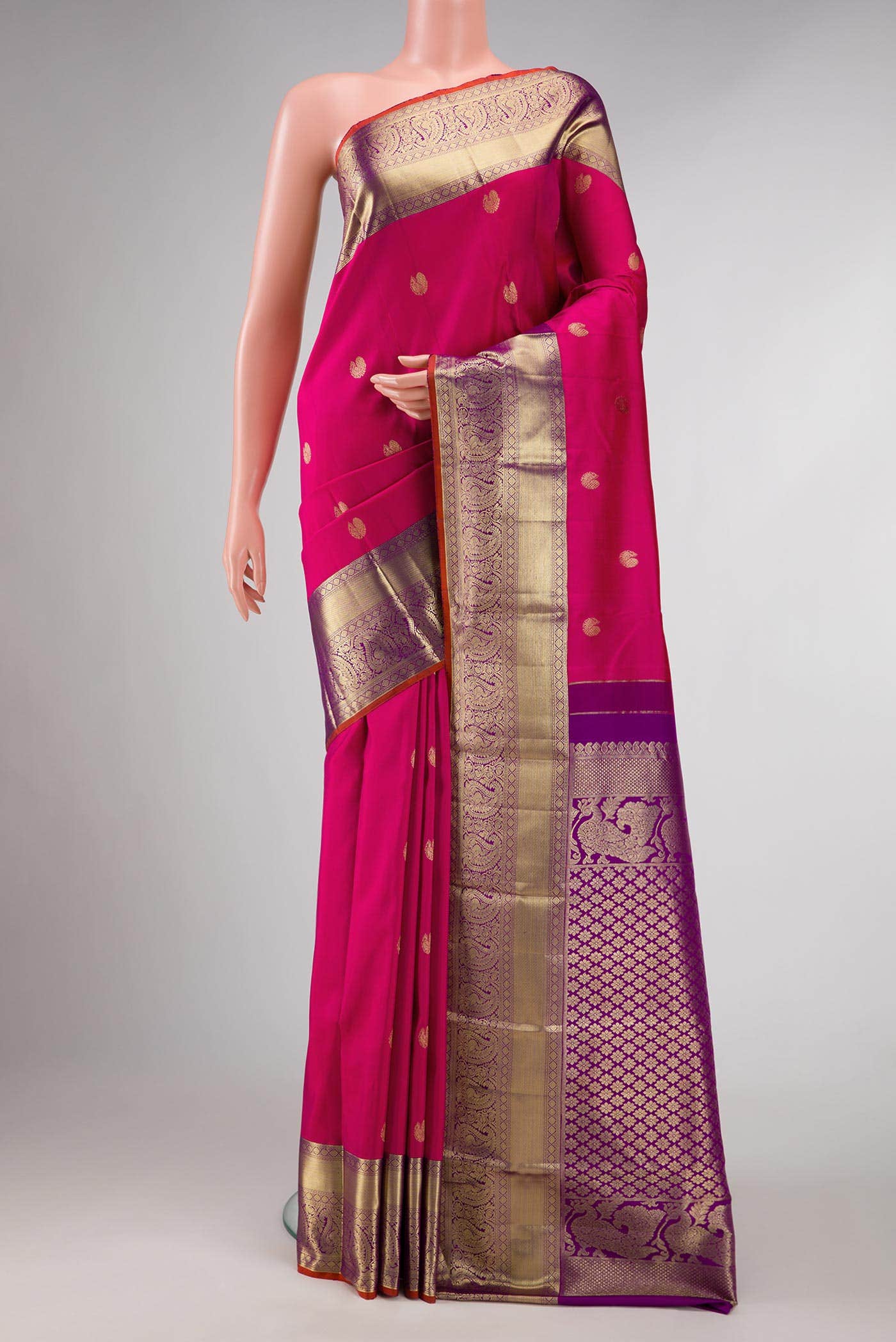 Pink Dual Tone Kanchipuram Silk Saree