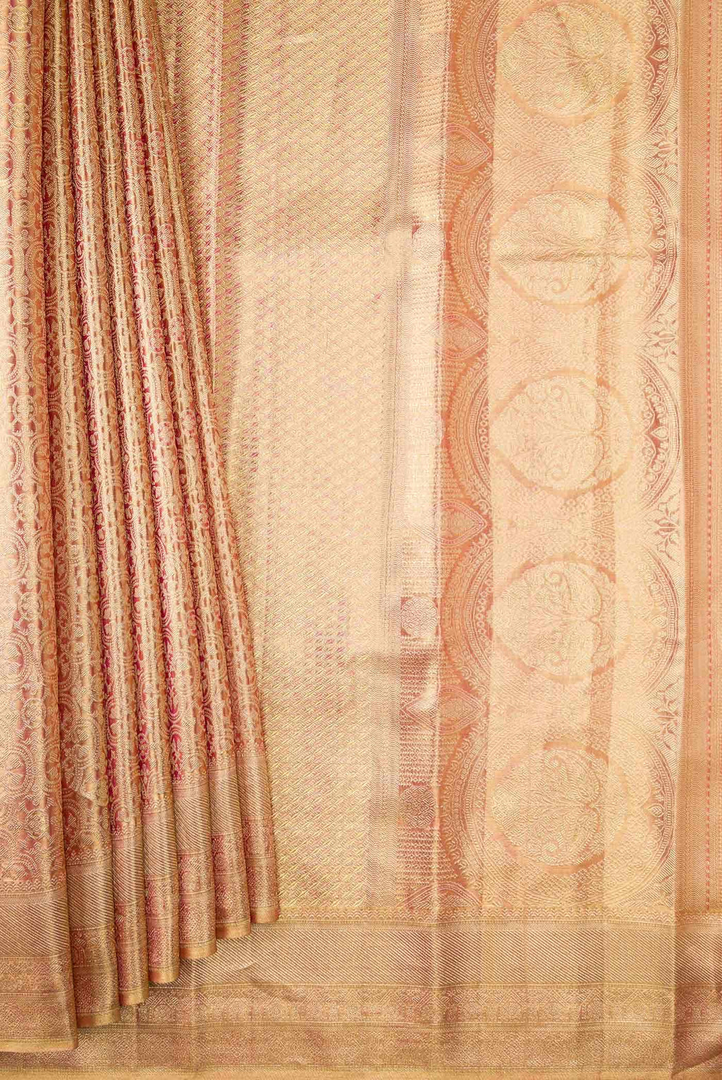 Pink Dual Tone Kanchipuram Tissue Silk Saree
