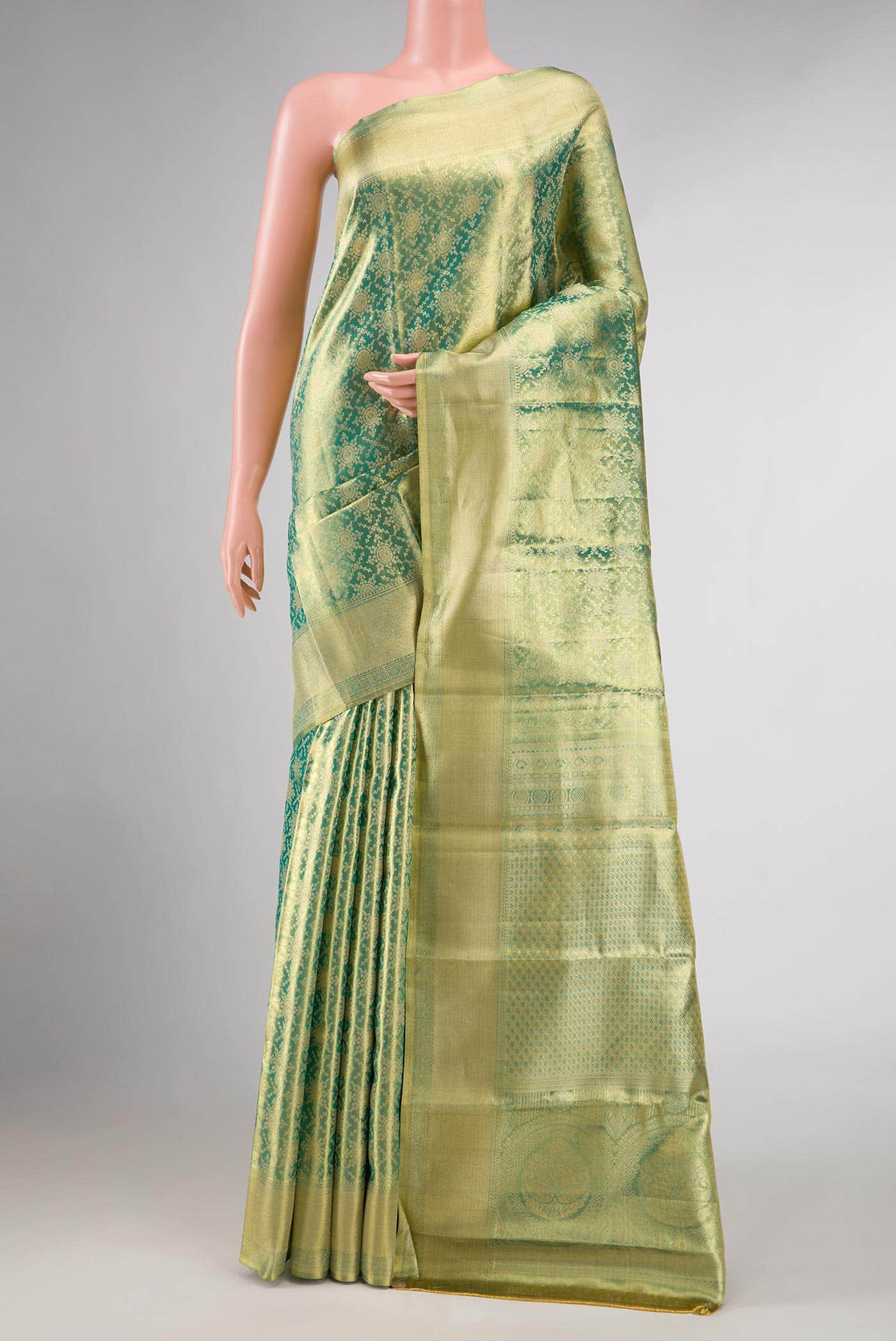 Green Dual Tone Kanchipuram Tissue Silk Saree