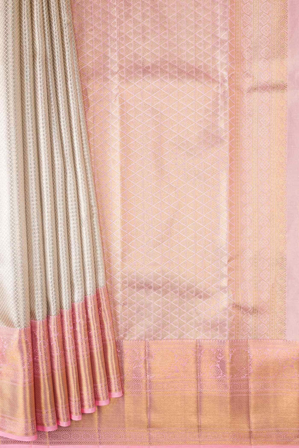 Silver Dual Tone Kanchipuram Tissue Silk Saree