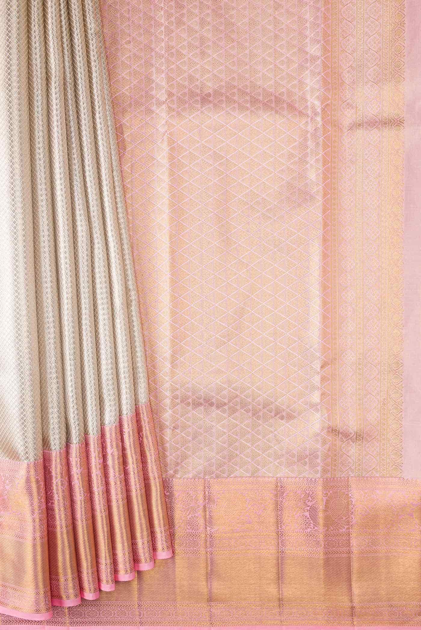 Silver Dual Tone Kanchipuram Tissue Silk Saree