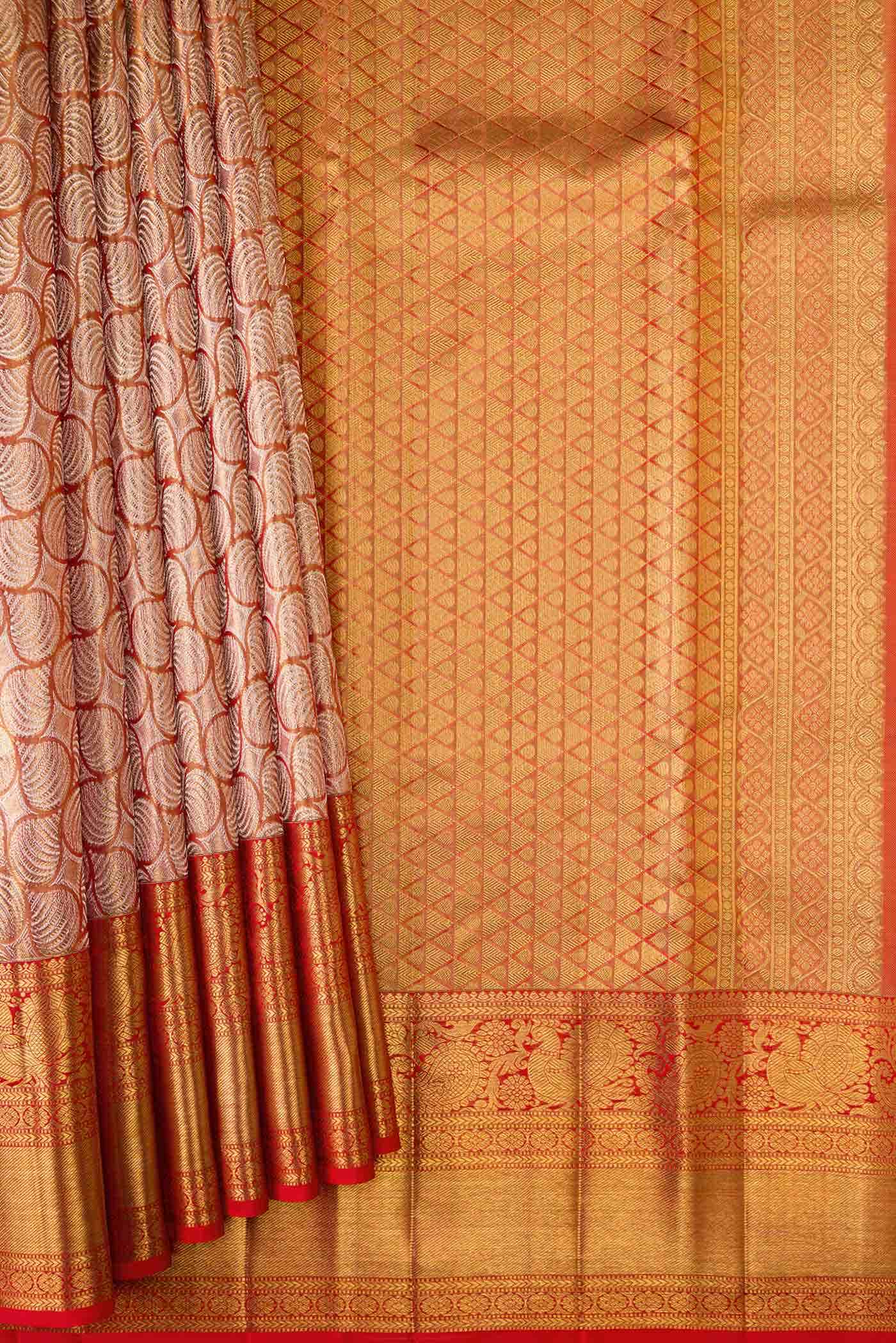 Red Dual Tone Kanchipuram Tissue Silk Saree