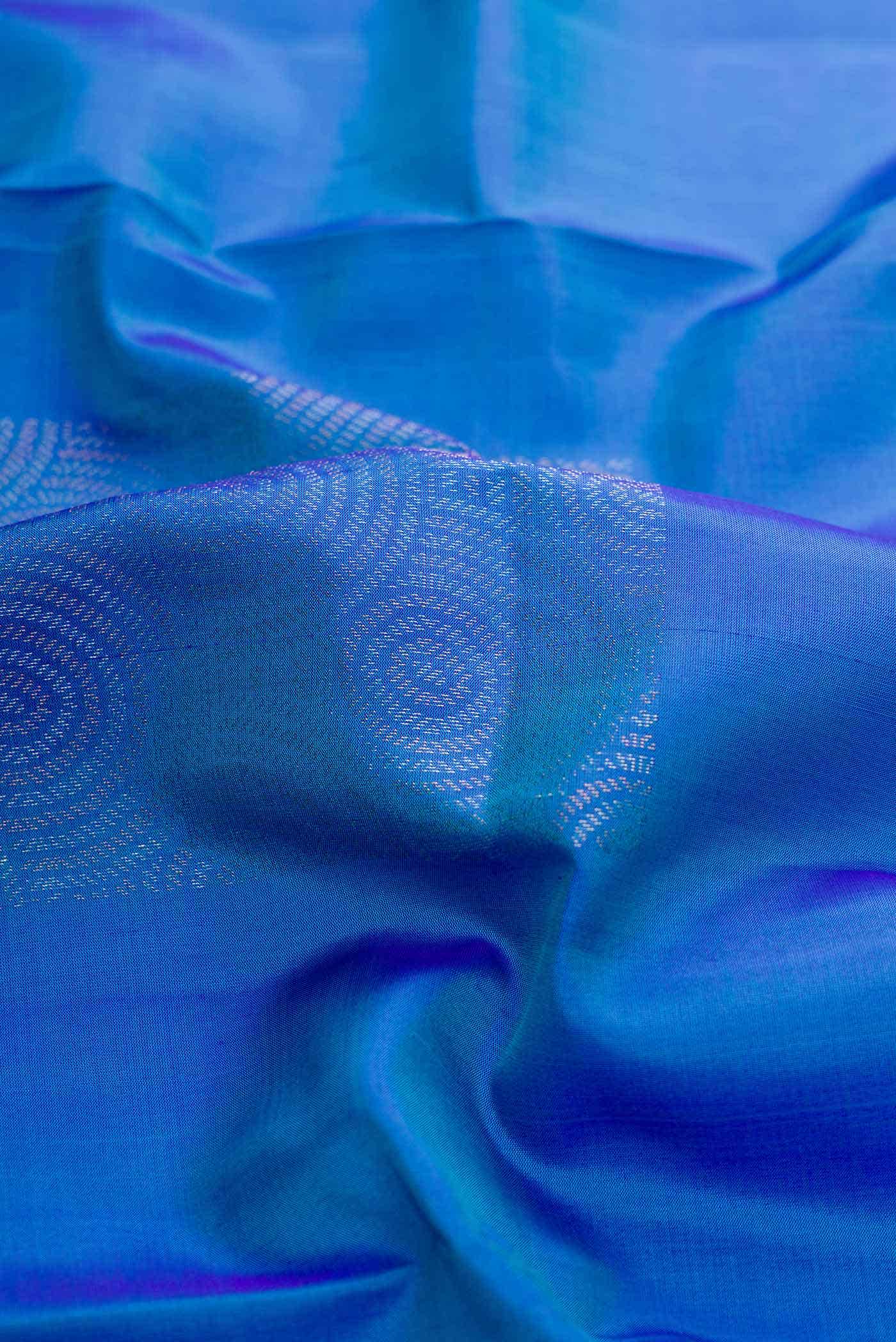 Peacock Blue Dual Tone Soft Silk Saree
