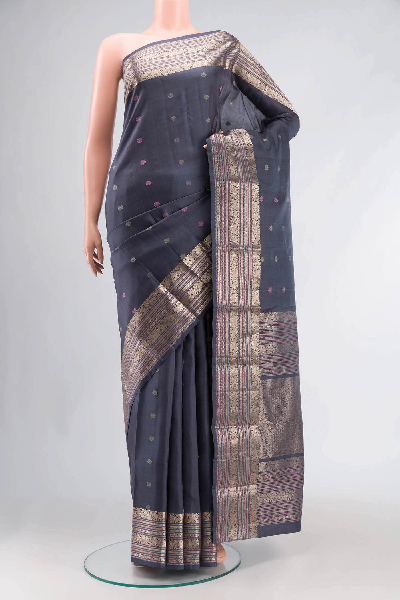 Grey Kanchipuram Silk Saree
