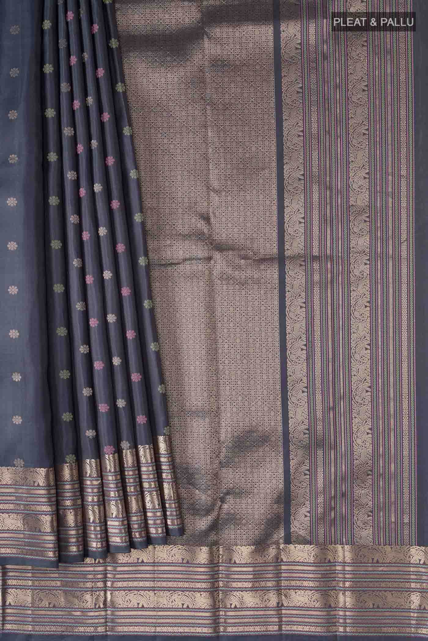 Grey Kanchipuram Silk Saree