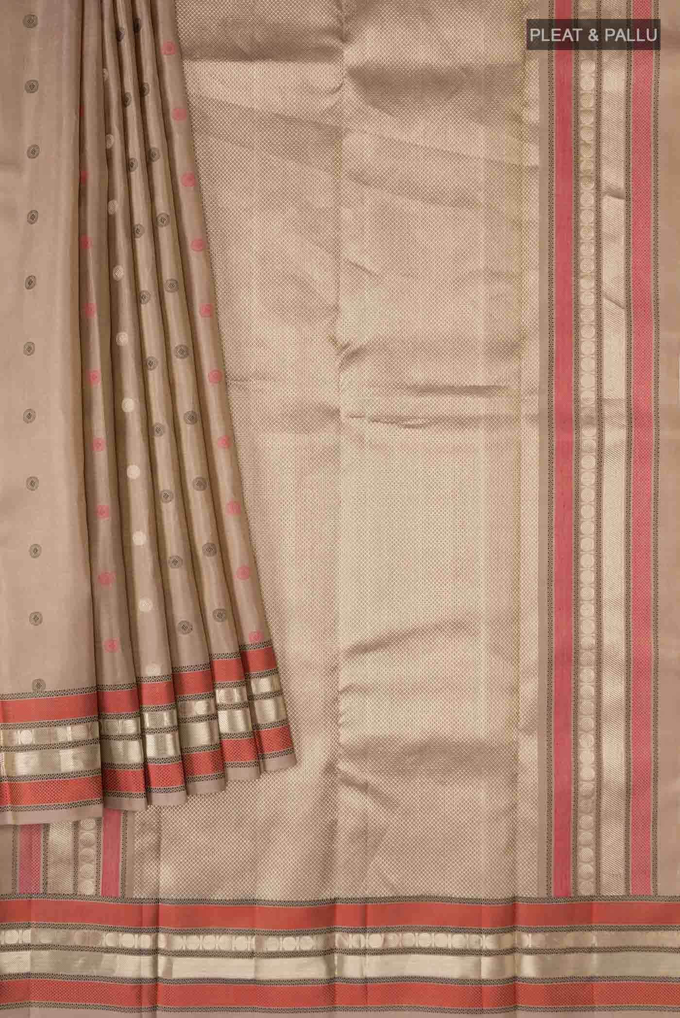 Dark Beige Kanchipuram Silk Saree
