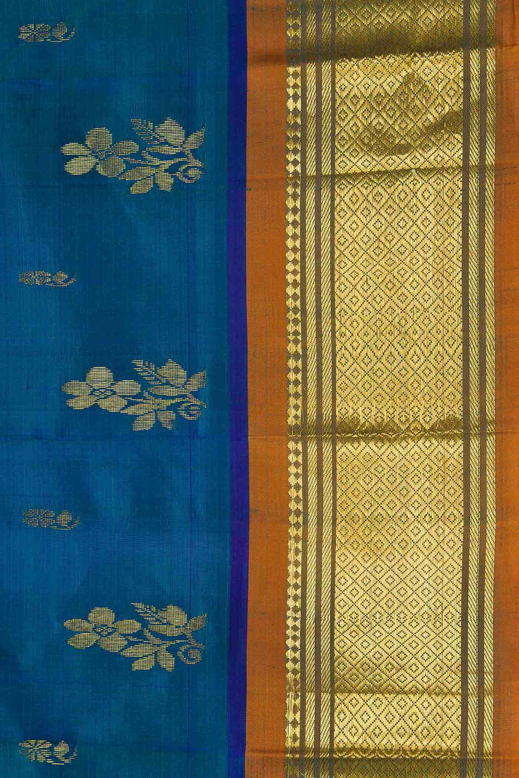 Peacock Blue Dual Tone Kanchipuram Silk Saree