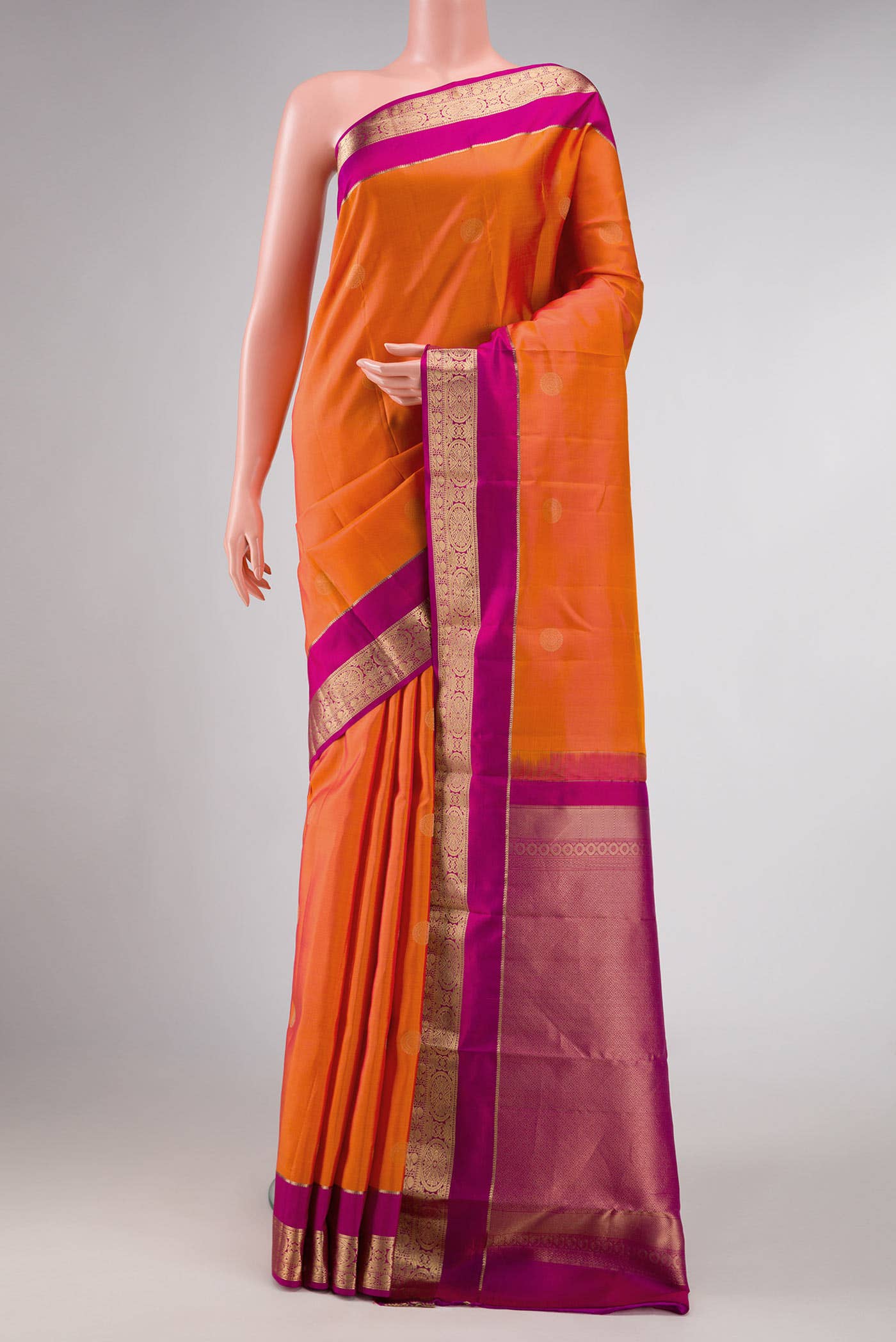 Orange Dual Tone Kanchipuram Silk Saree