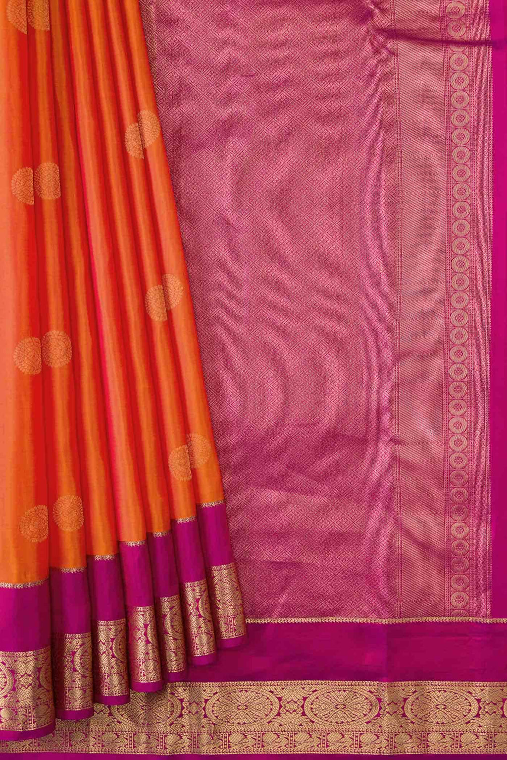 Orange Dual Tone Kanchipuram Silk Saree