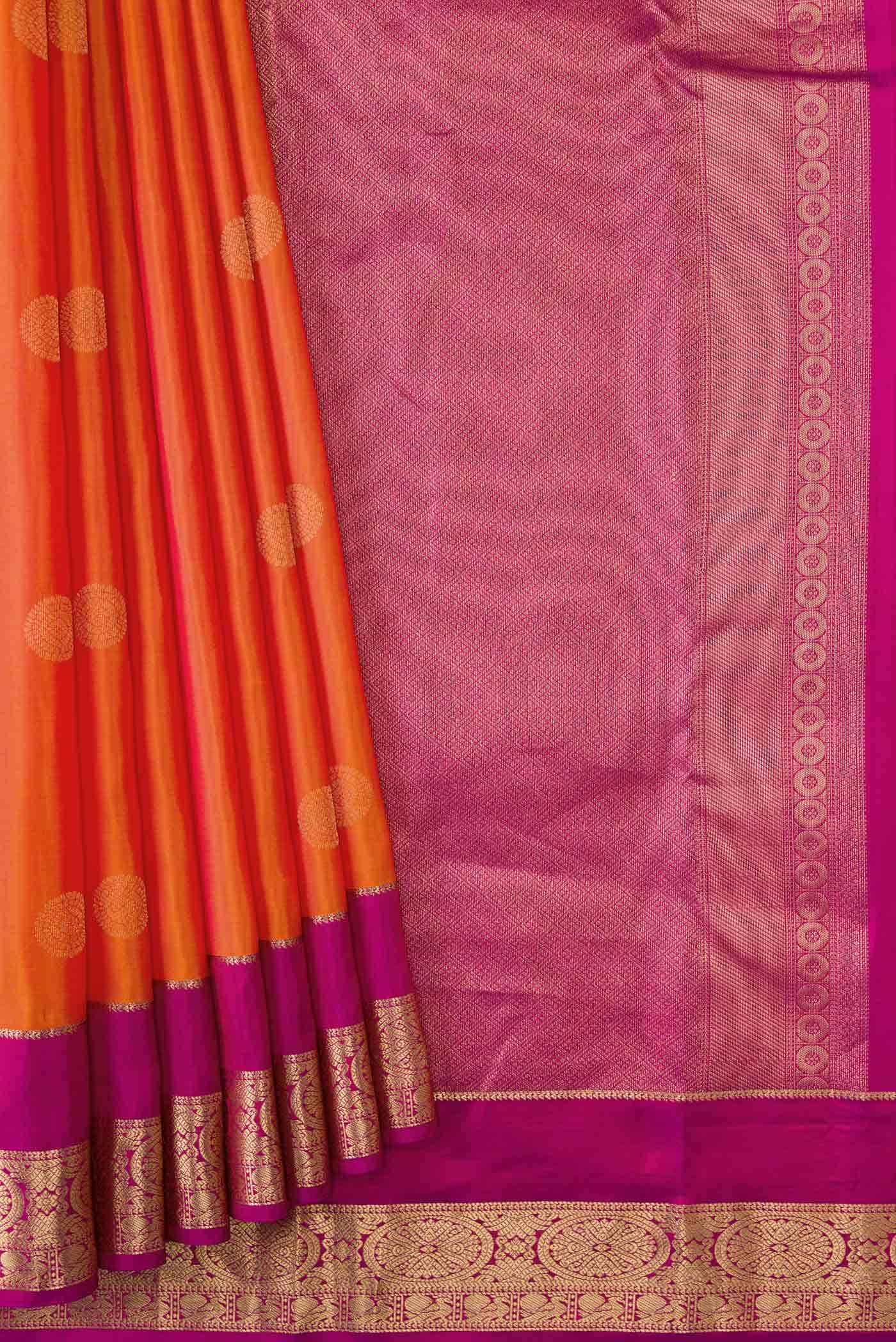 Orange Dual Tone Kanchipuram Silk Saree