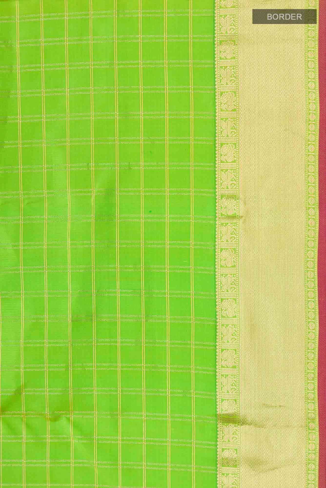 Parrot Green Kanchipuram Silk Saree