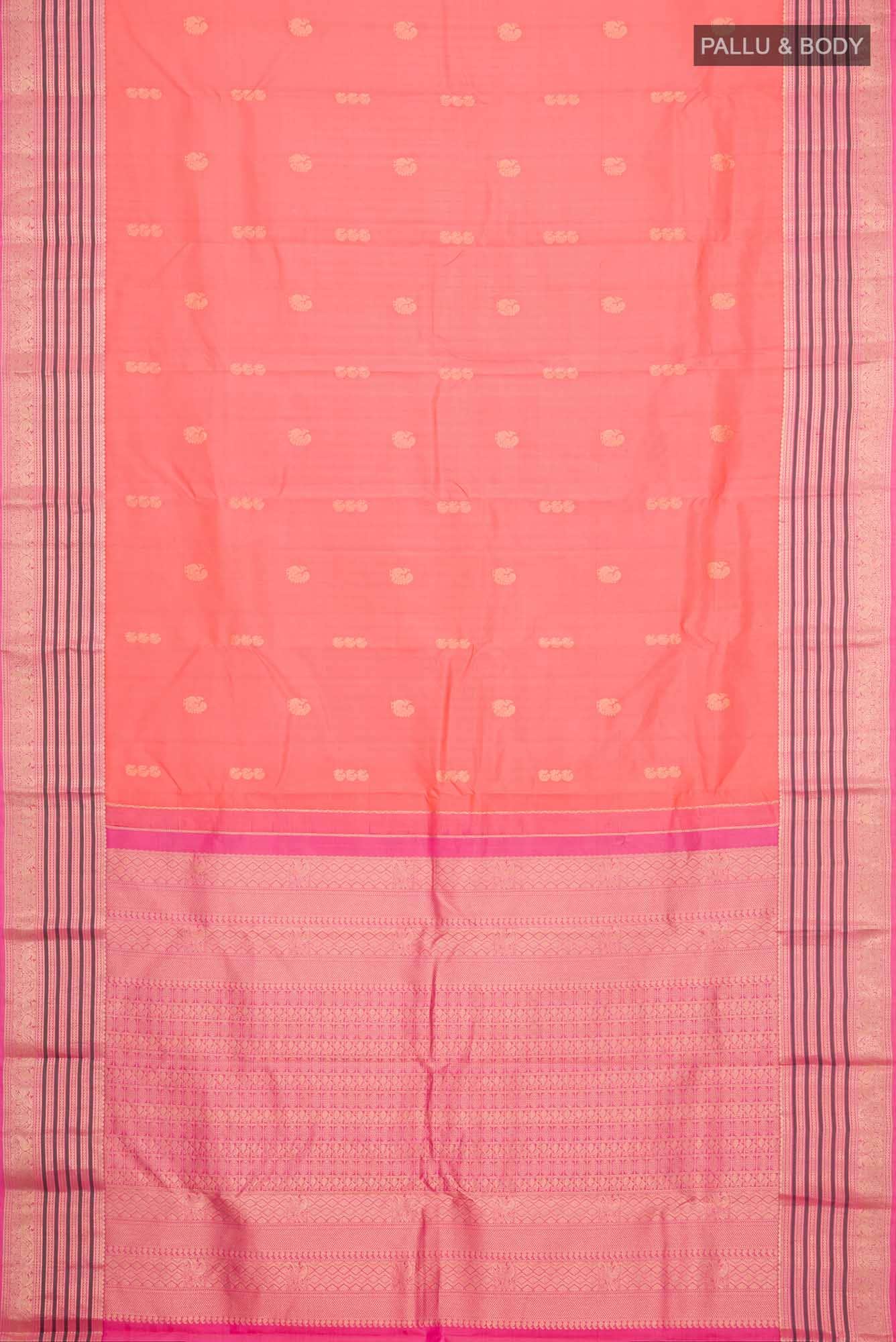 Orange Dual Tone Kanchipuram Silk Saree