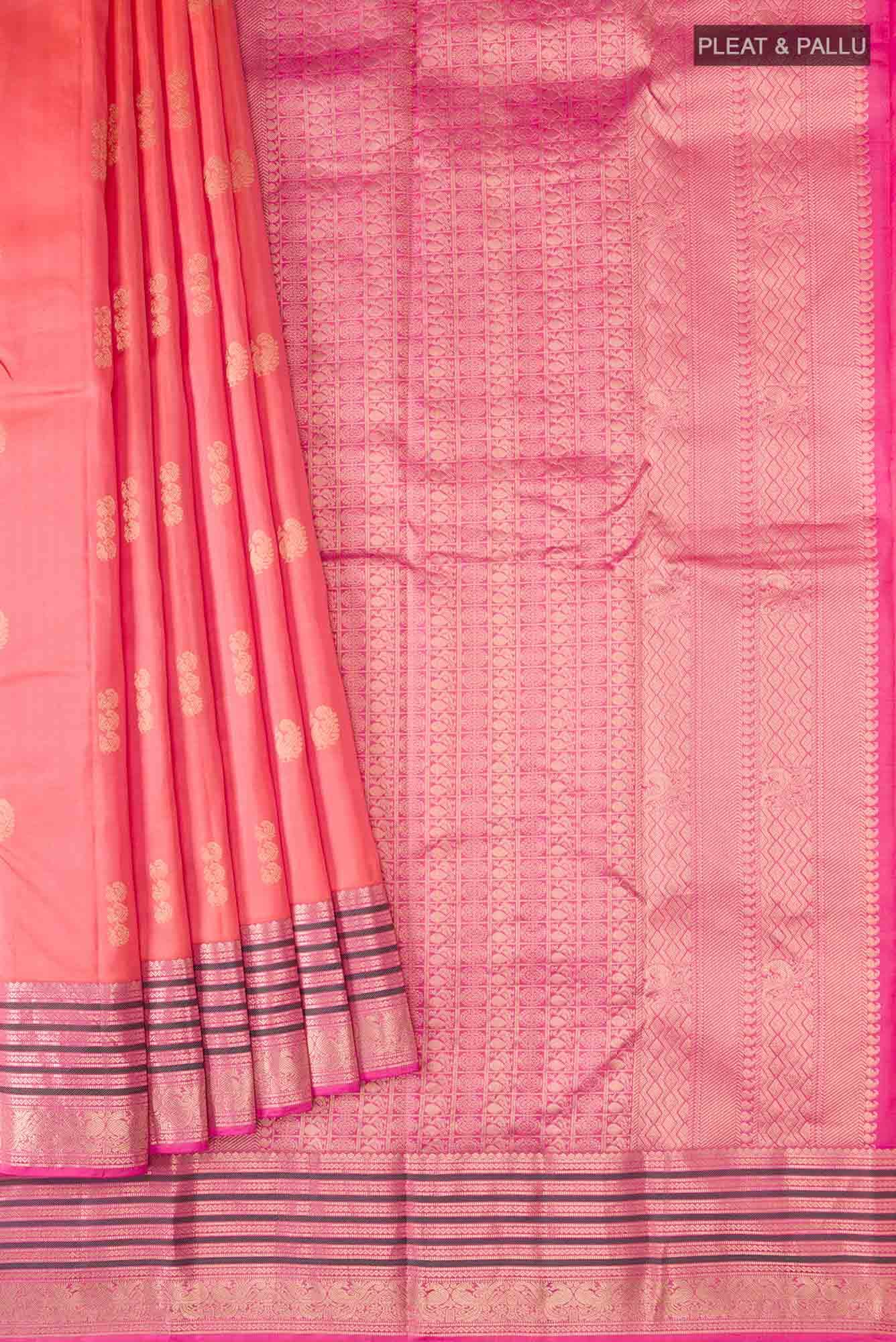 Orange Dual Tone Kanchipuram Silk Saree