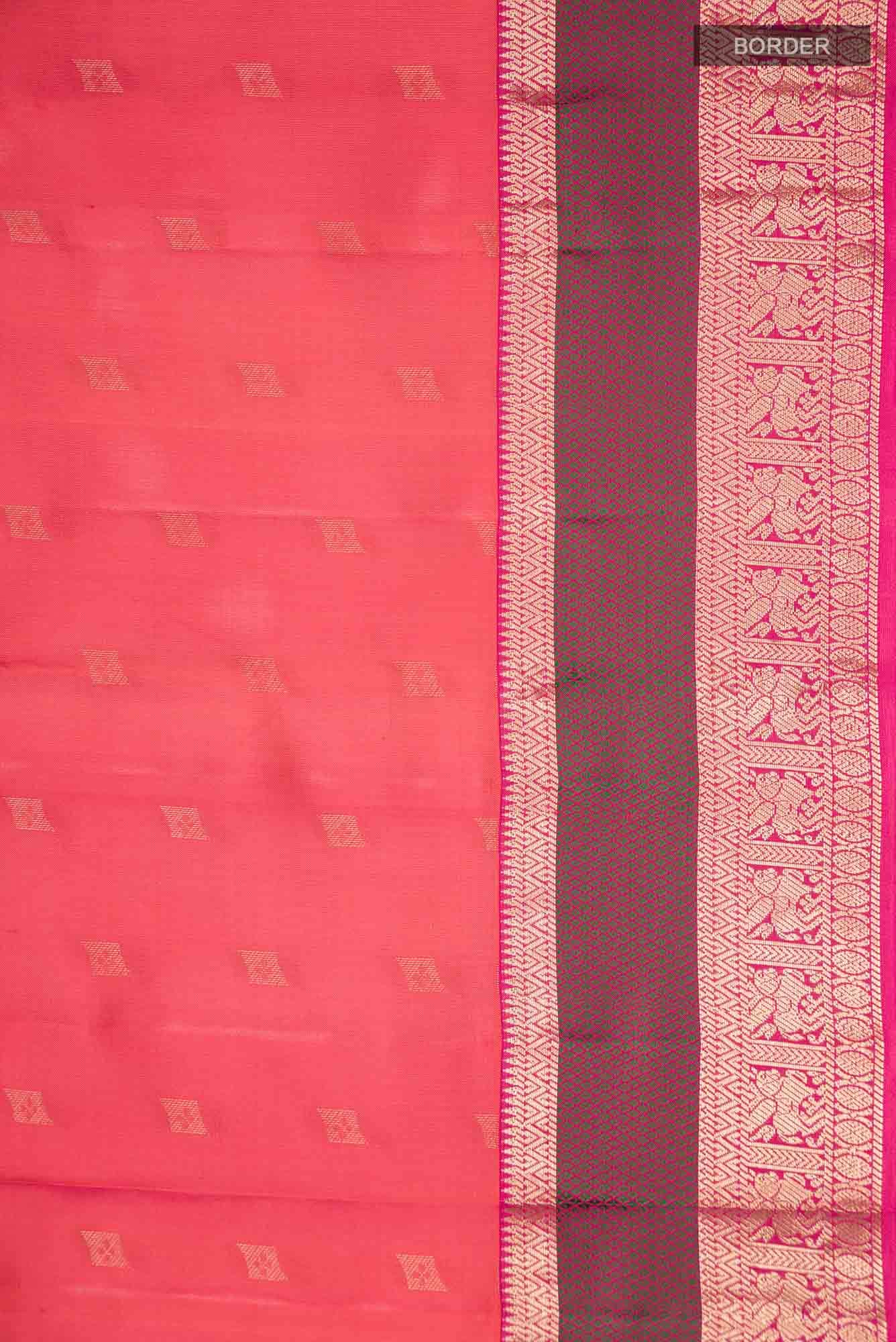 Orange with Pink Dual Tone Kanchipuram Silk Saree