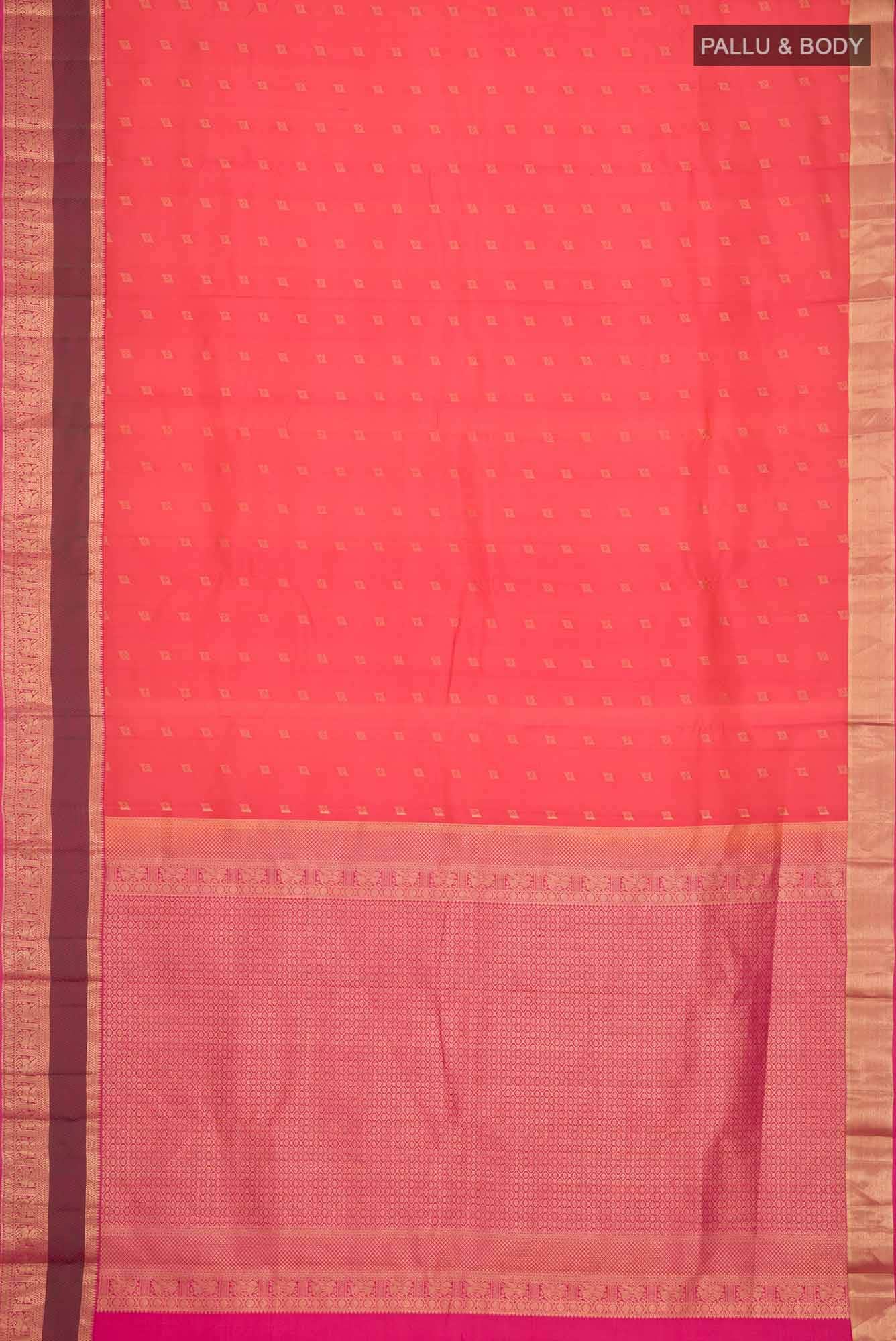 Orange with Pink Dual Tone Kanchipuram Silk Saree